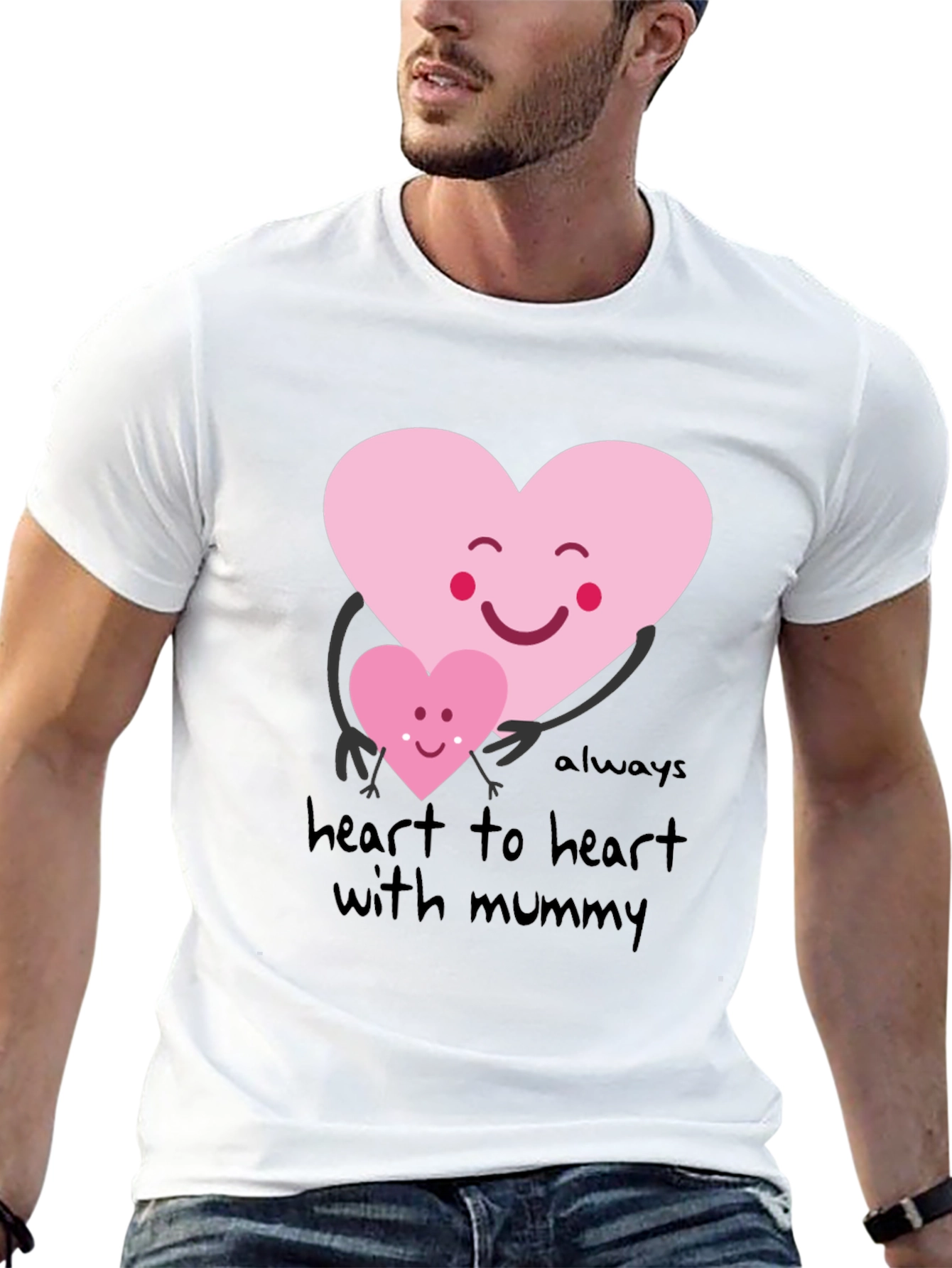 Black Heart to Heart with Mummy Graphic Tee view 13