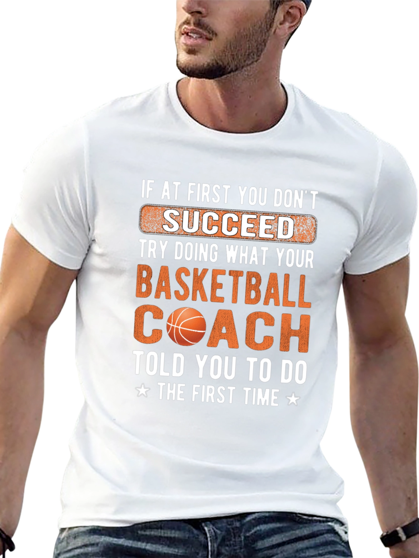 Black Basketball Coach T-Shirt - Succeed Graphic Tee view 13