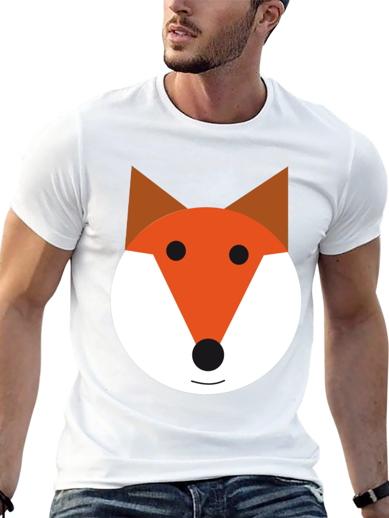 Black Fox Face Graphic Tee - Black Cotton Blend Shirt view 13