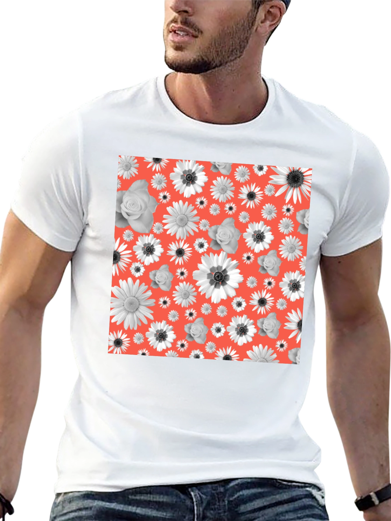 Black Floral Patterned T-Shirt view 13