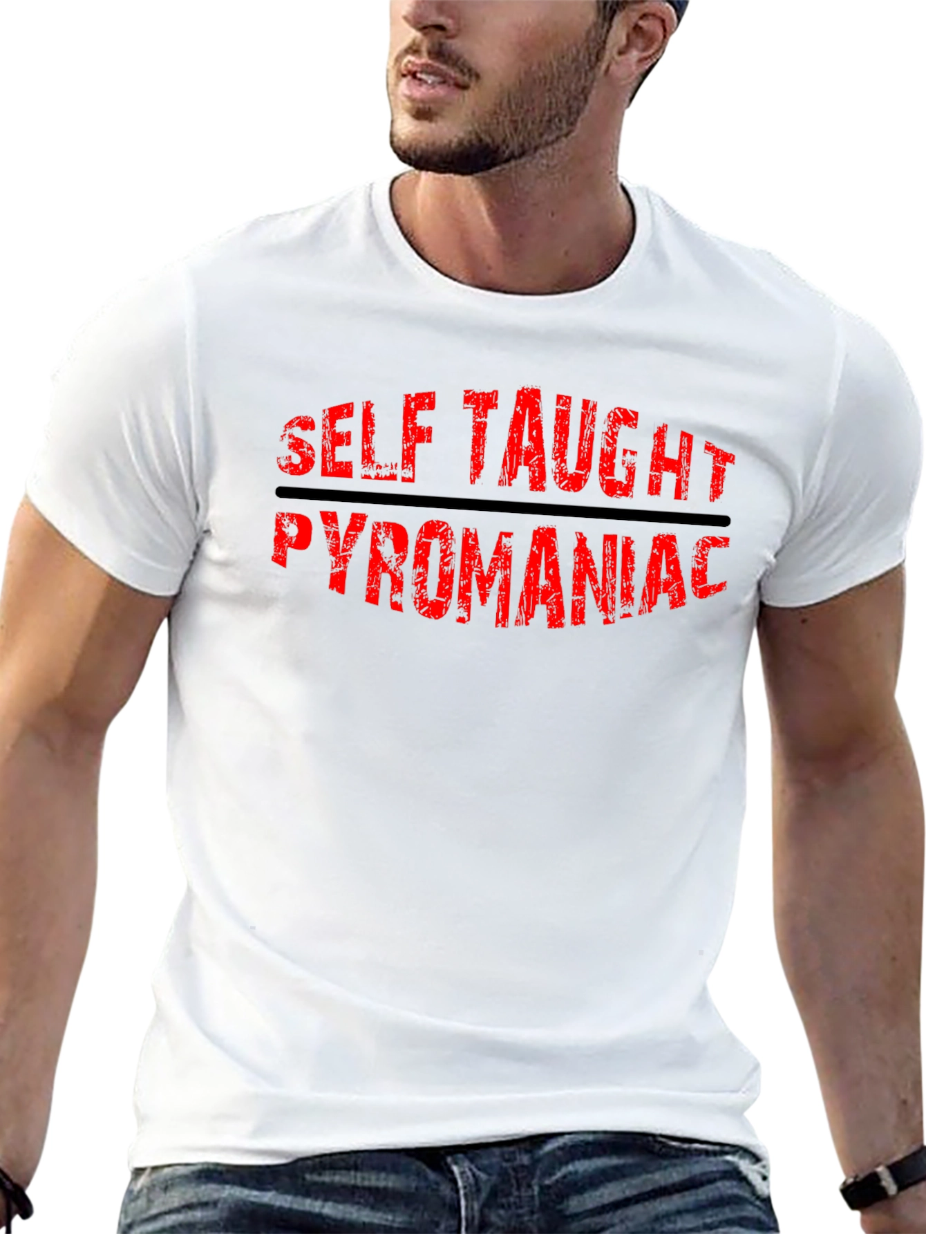 Black Self Taught Pyromaniac Graphic Tee - Black Cotton T-Shirt view 13