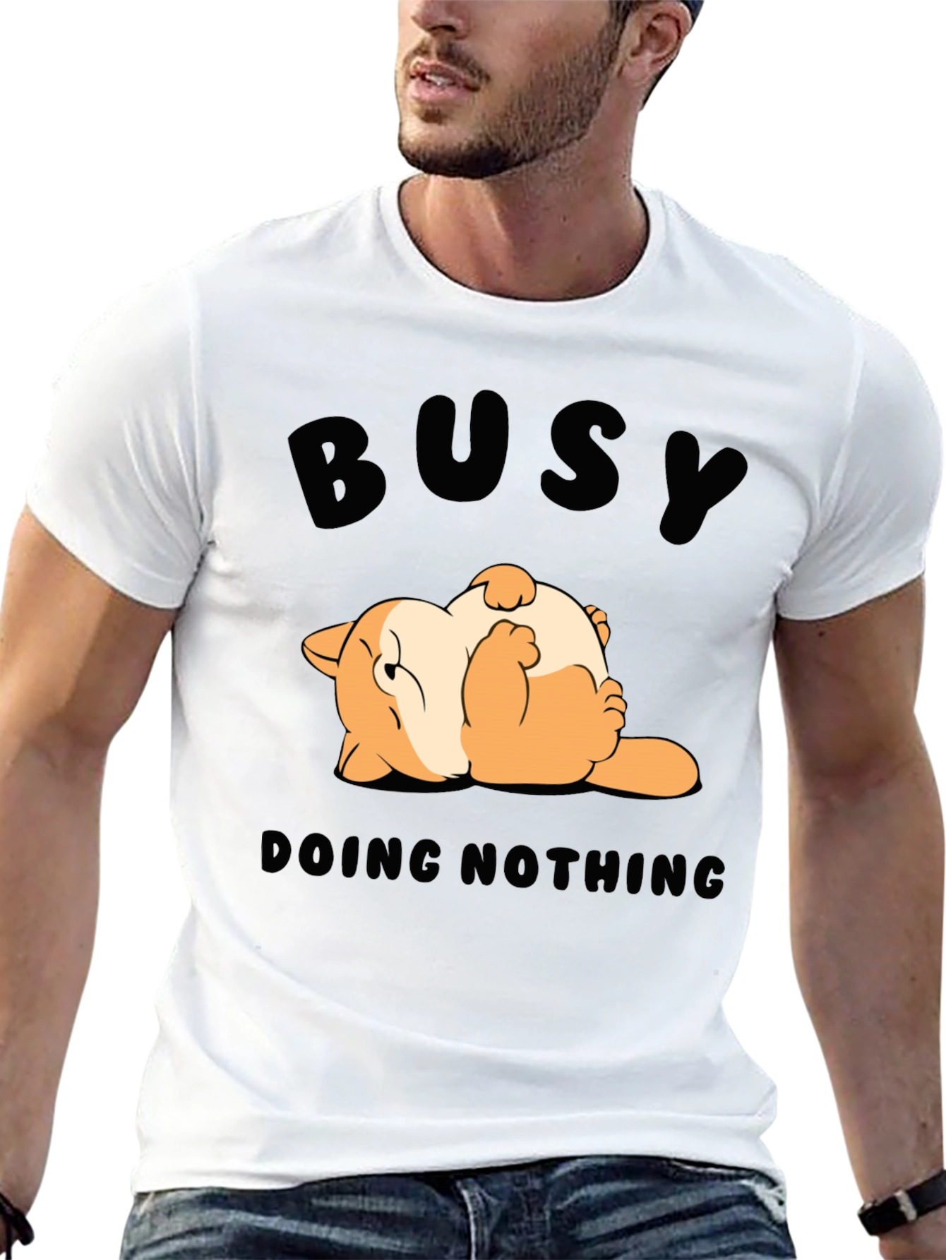 Black Busy Doing Nothing T-Shirt Funny Cat Design view 13