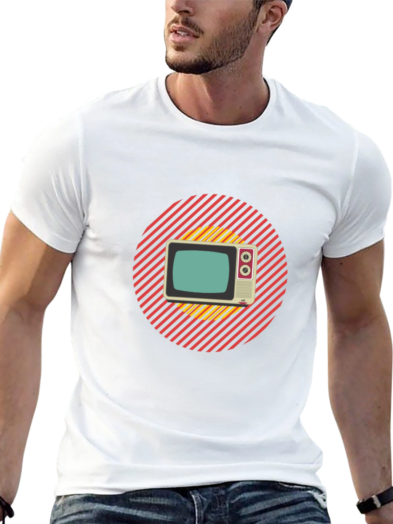 Black Retro TV Graphic T-Shirt - Black Cotton Blend view 13