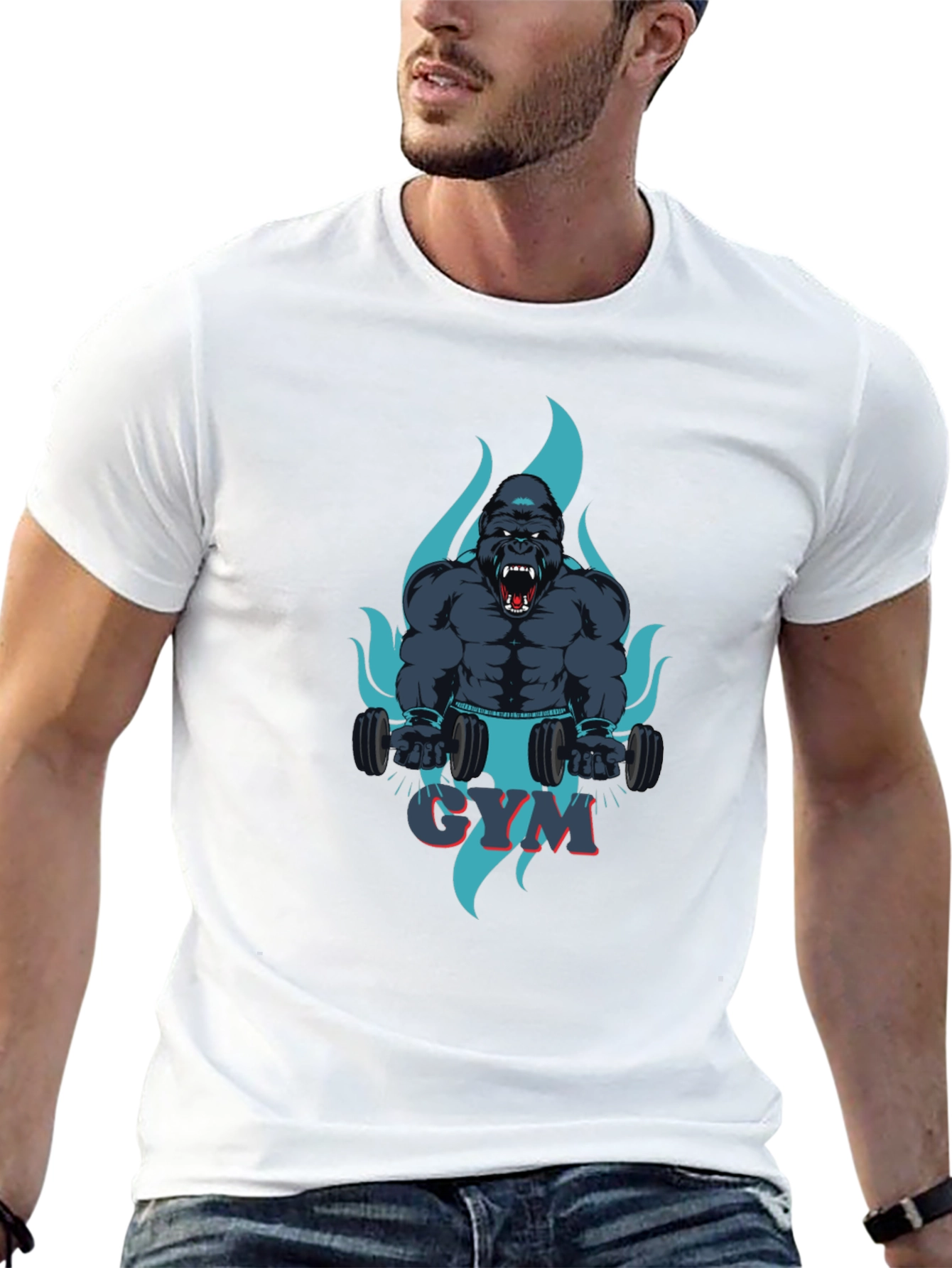 Black Gym Gorilla Graphic Tee - Fitness Motivation Shirt view 13