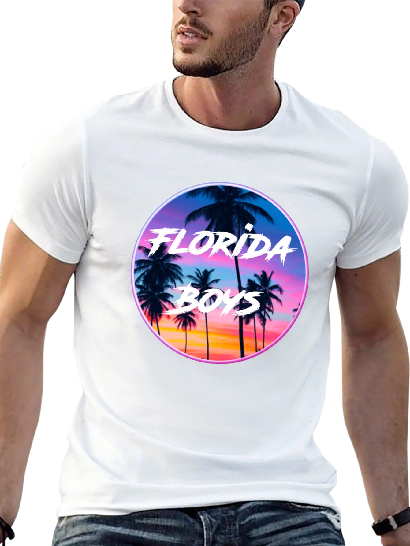 Black Florida Boys Sunset T-Shirt - Retro Palm Tree Tee view 13