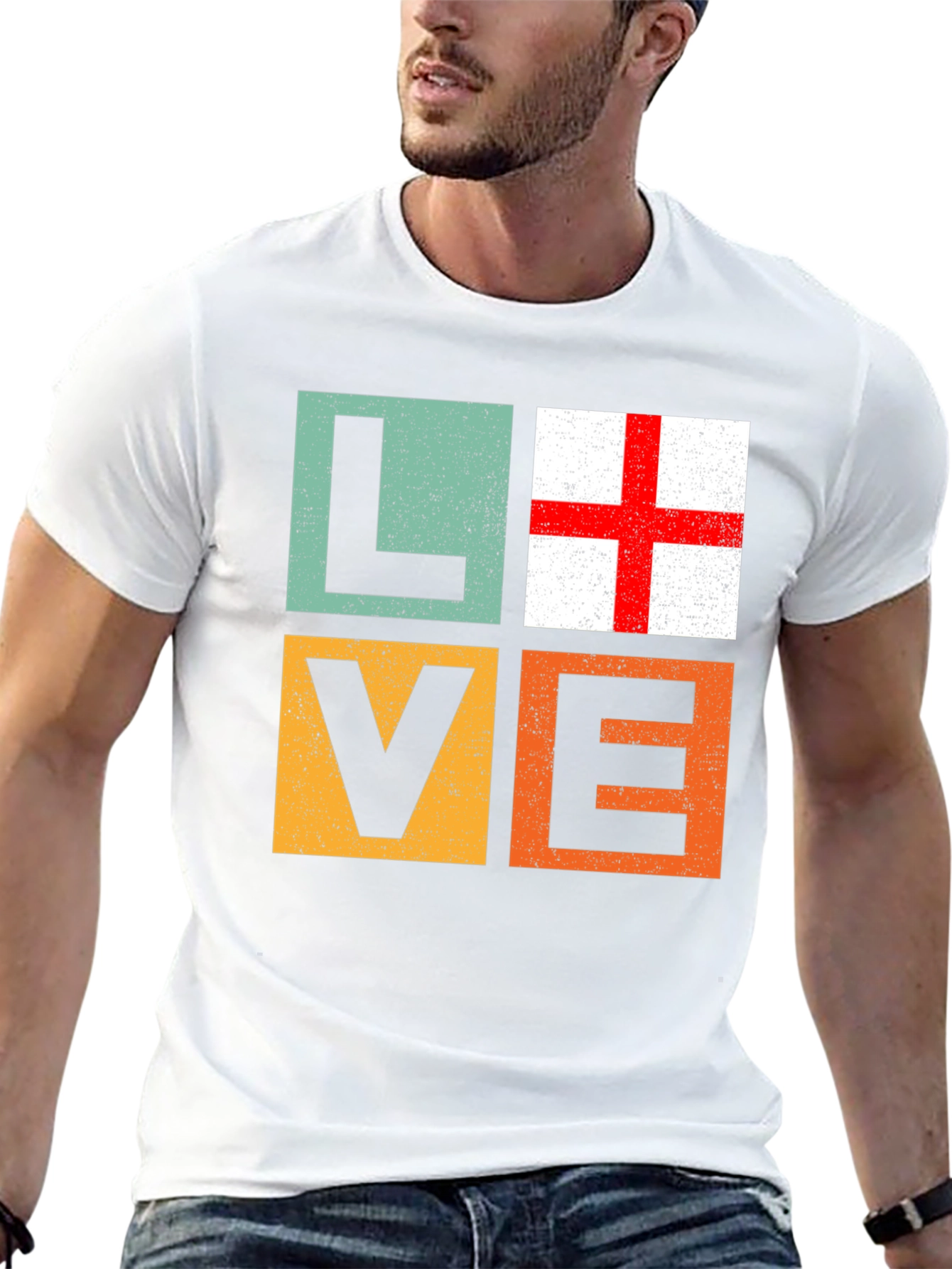 Black Love England Flag T-Shirt - Graphic Tee view 13