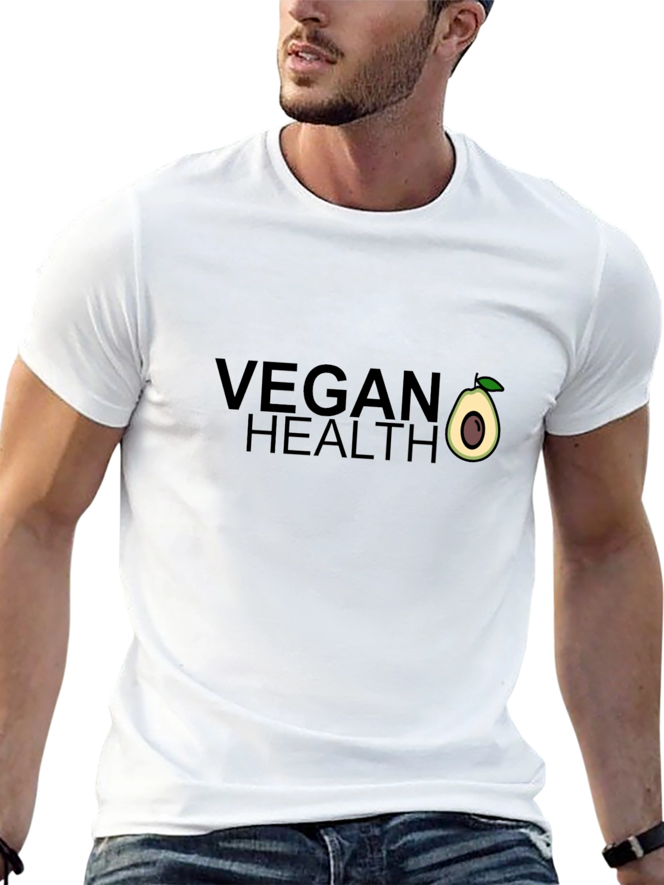 Black Vegan Health Graphic Black T-Shirt view 13