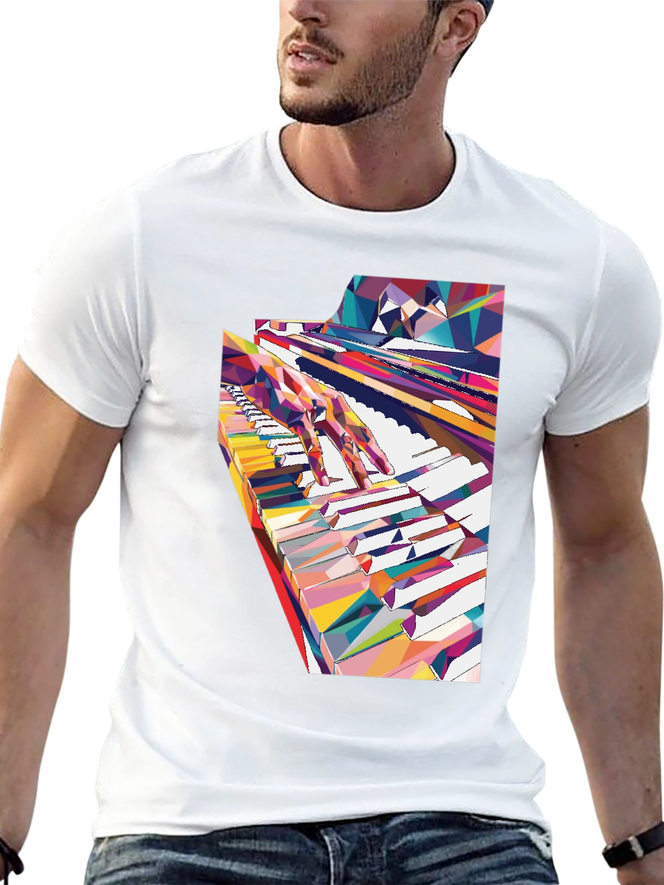 Black Abstract Piano Keys Graphic Tee - Music Lover Shirt view 13
