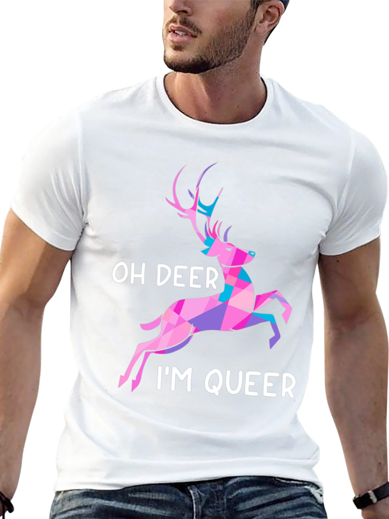 Black Oh Deer I'm Queer T-Shirt view 13