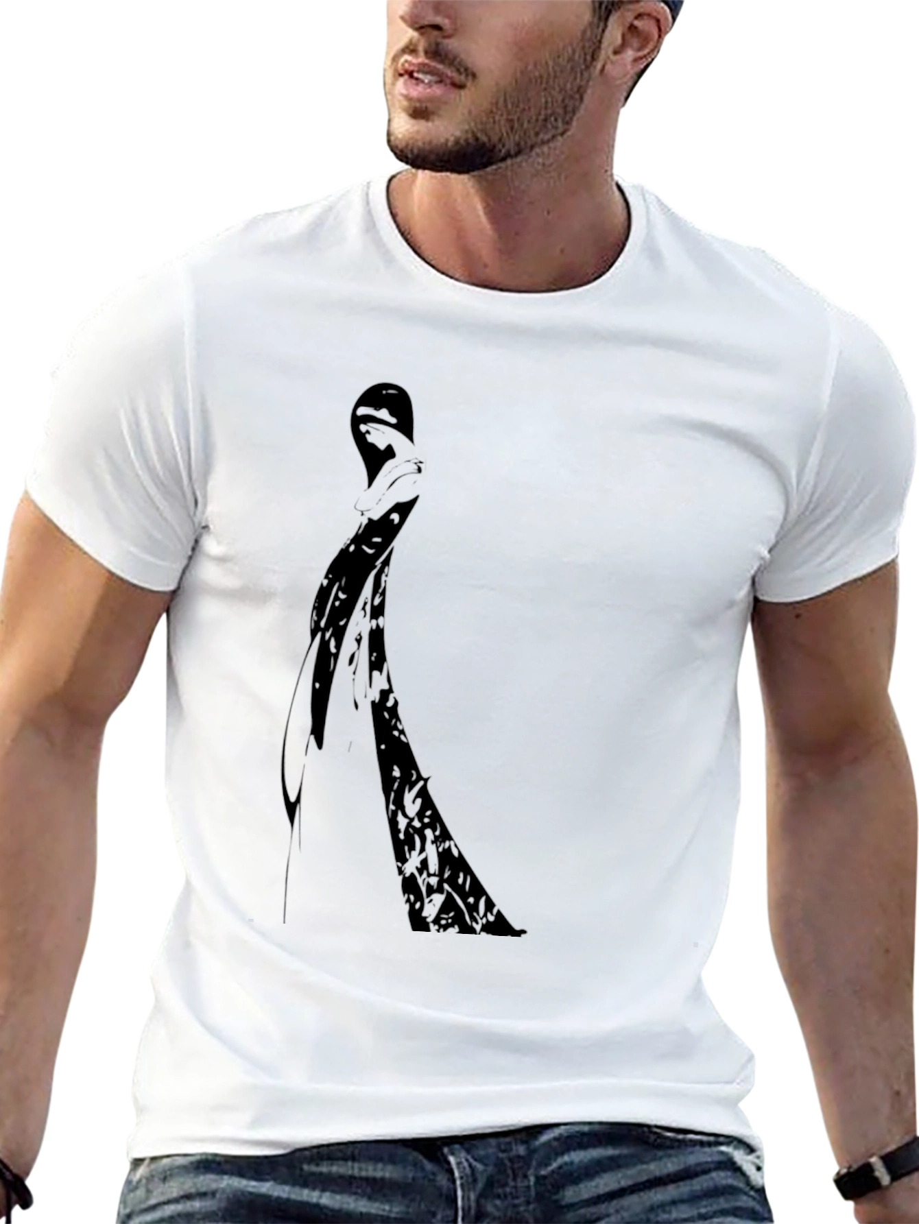 Black Elegant Woman Silhouette Black Graphic Tee view 13