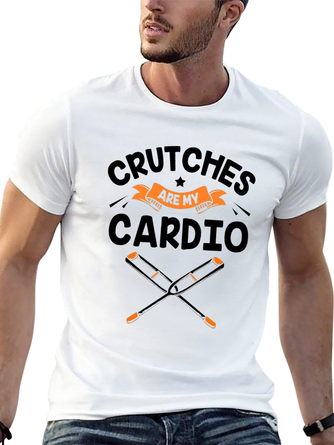 Black Crutches Are My Cardio Black T-Shirt view 13