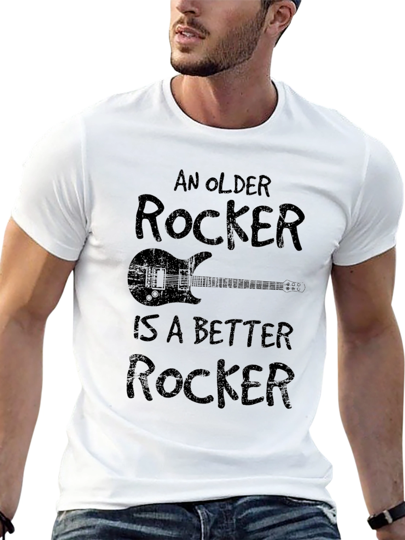 Black An Older Rocker Is A Better Rocker Black Graphic Tee view 13