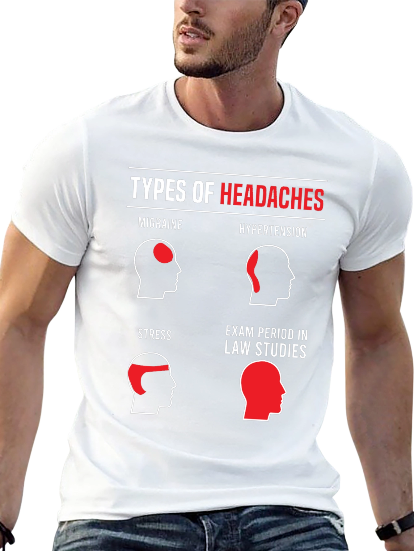 Black Types of Headaches Graphic T-Shirt view 13