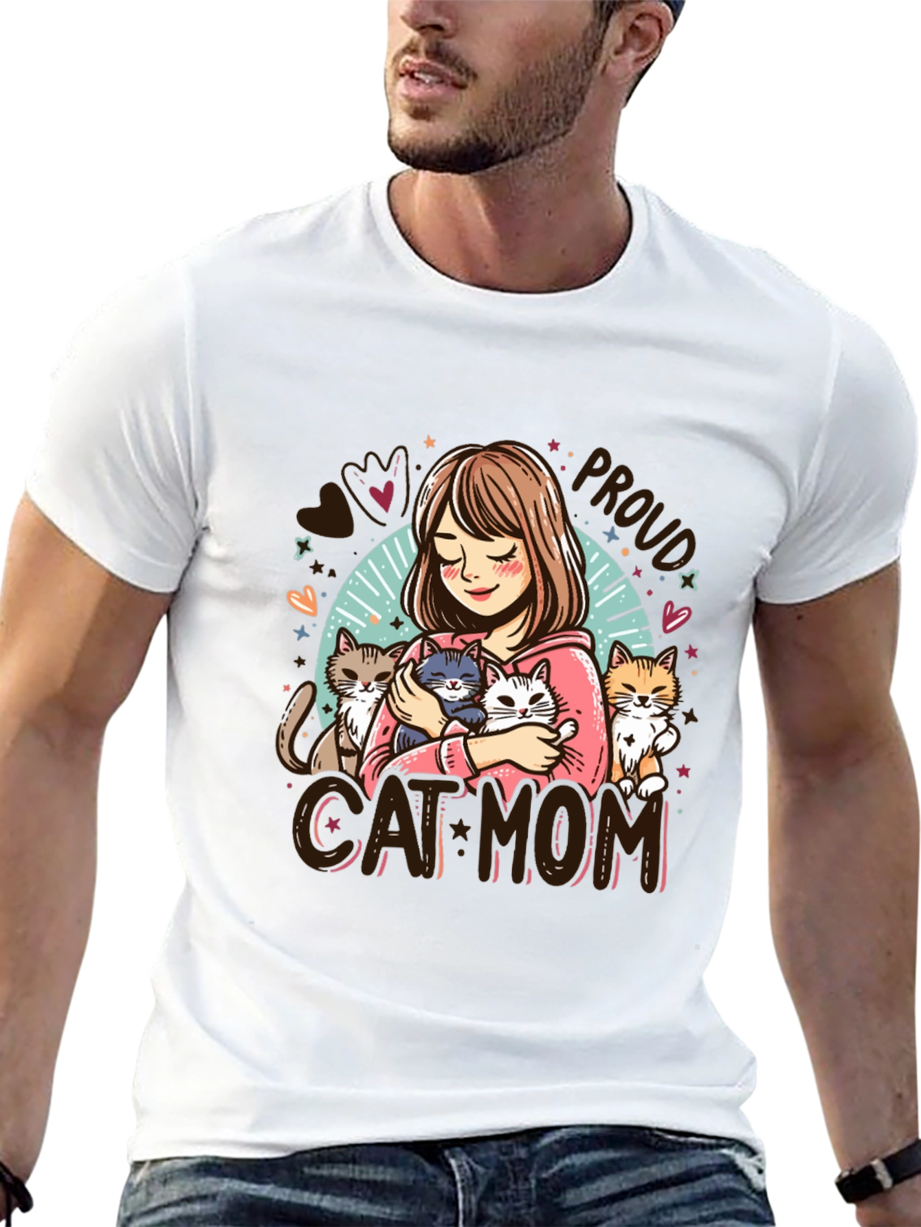 Black Proud Cat Mom T-Shirt - Adorable Pet Lover Design view 13