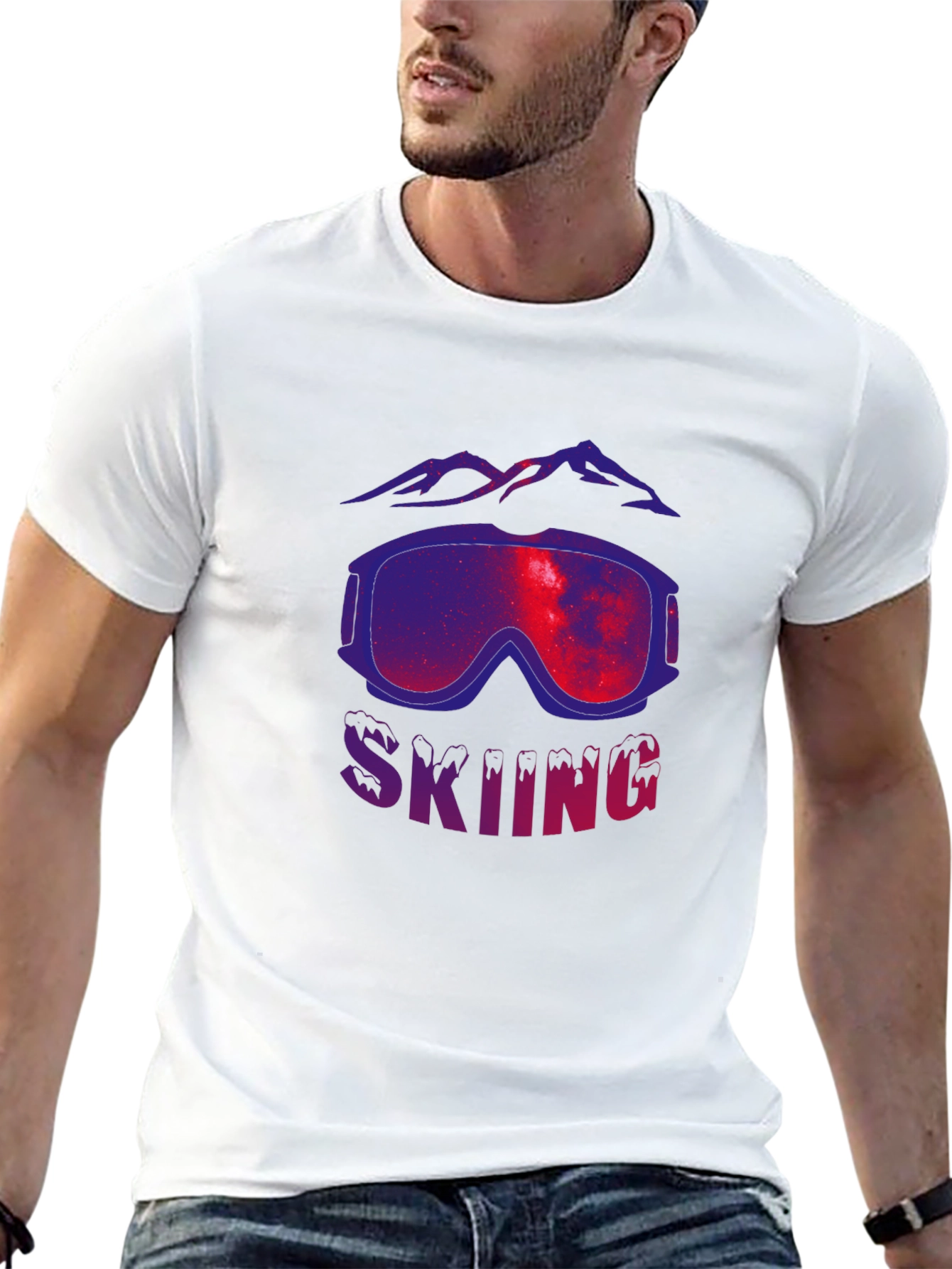 Black Skiing Goggles Graphic Tee - Premium Cotton Comfort view 13