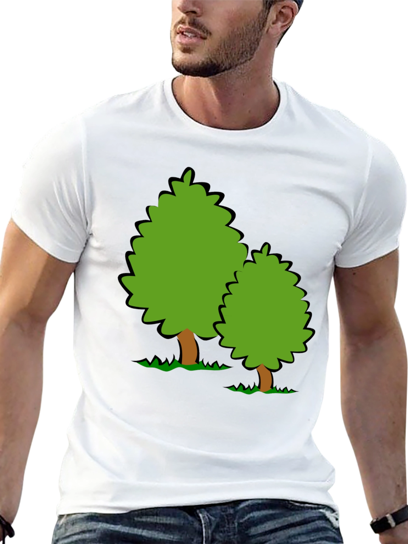 Black Cartoon Tree Graphic Black T-Shirt view 13