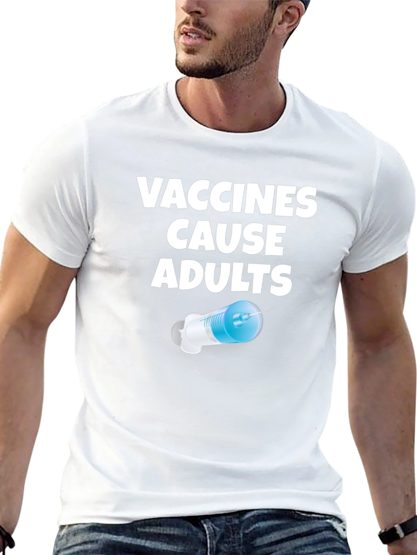 Black Vaccines Cause Adults Funny Novelty T-Shirt view 13