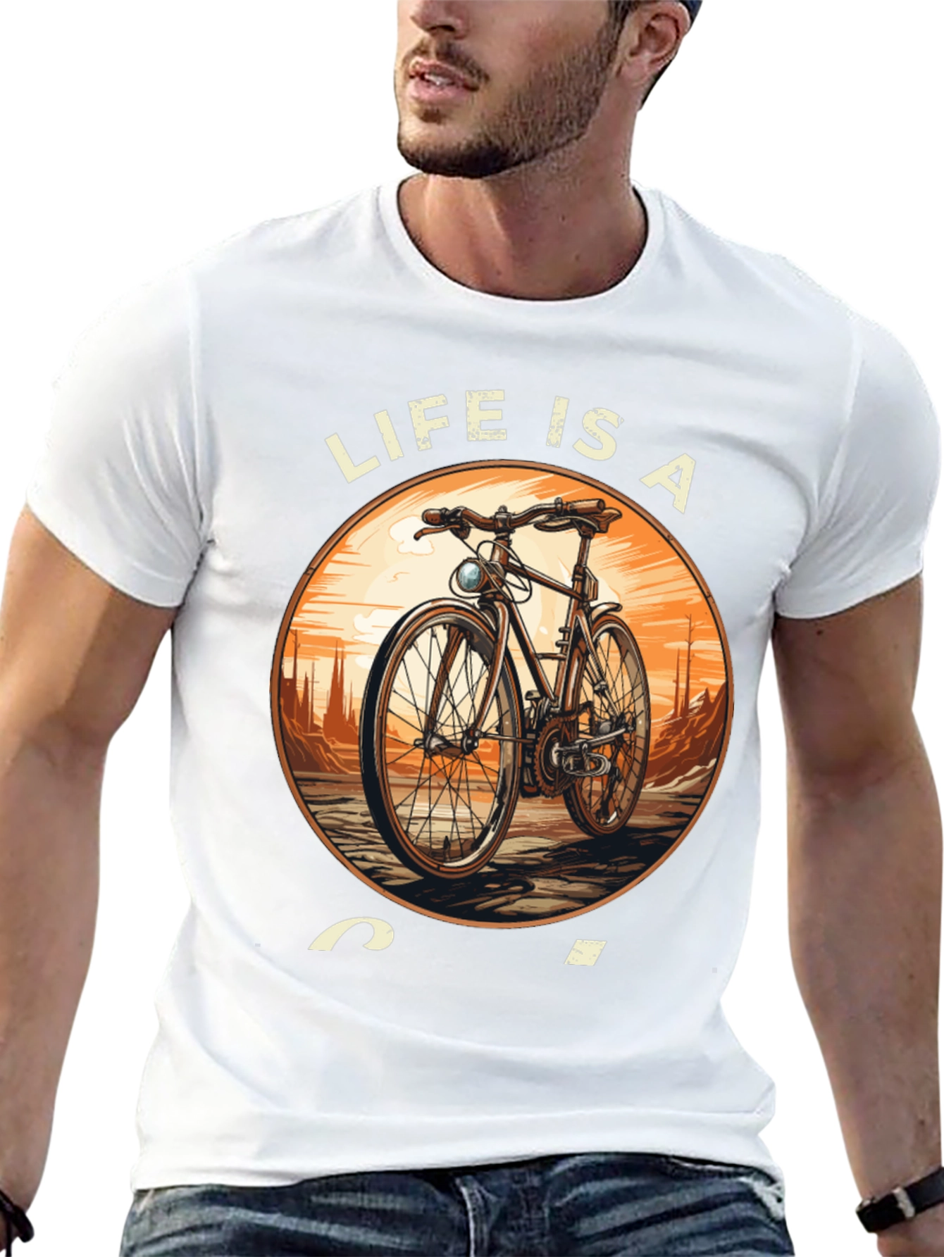 Black Life is a Ride T-Shirt - Classic Bicycle Design view 13