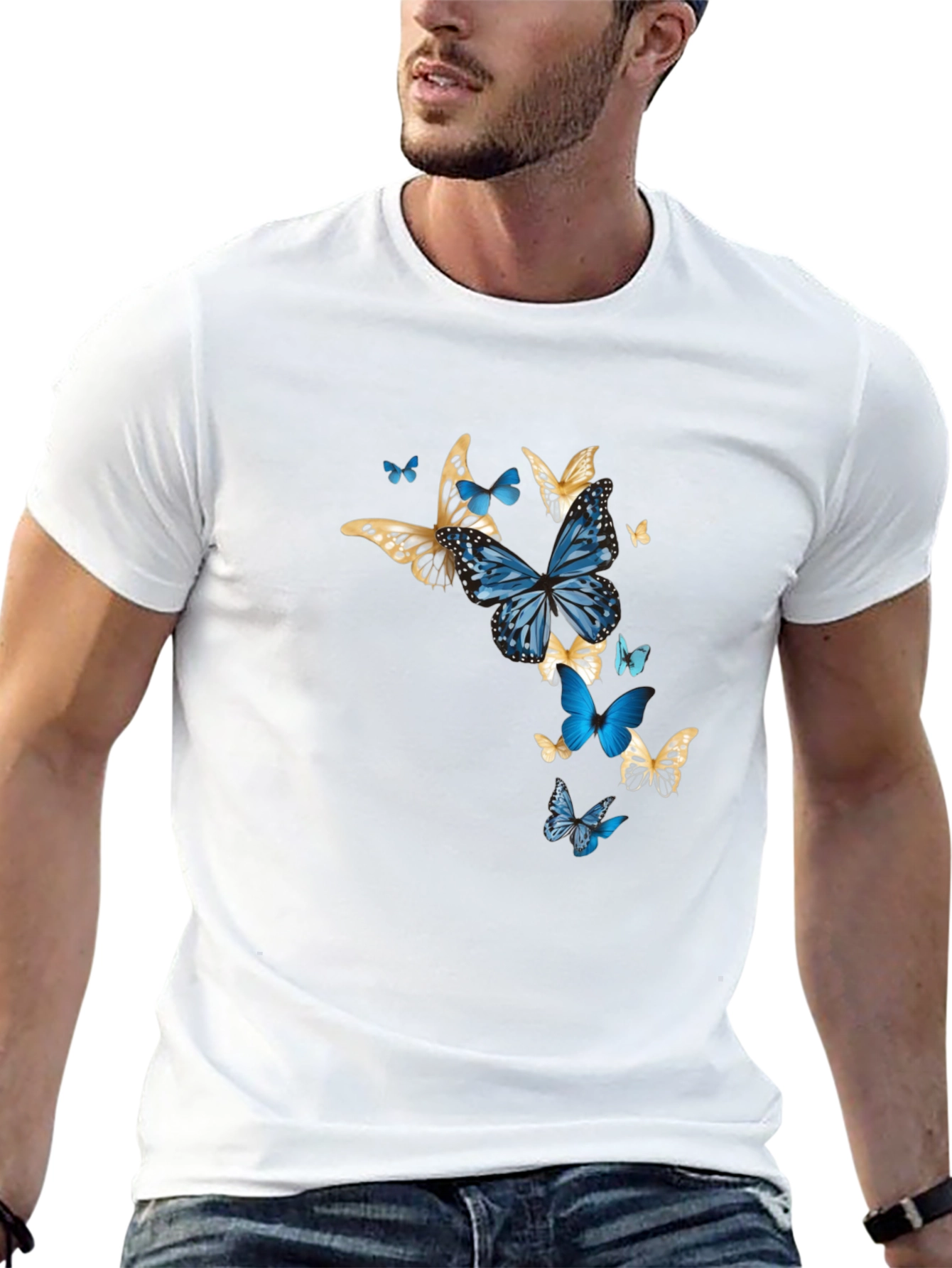 Black Butterfly Graphic Print Black T-Shirt view 13