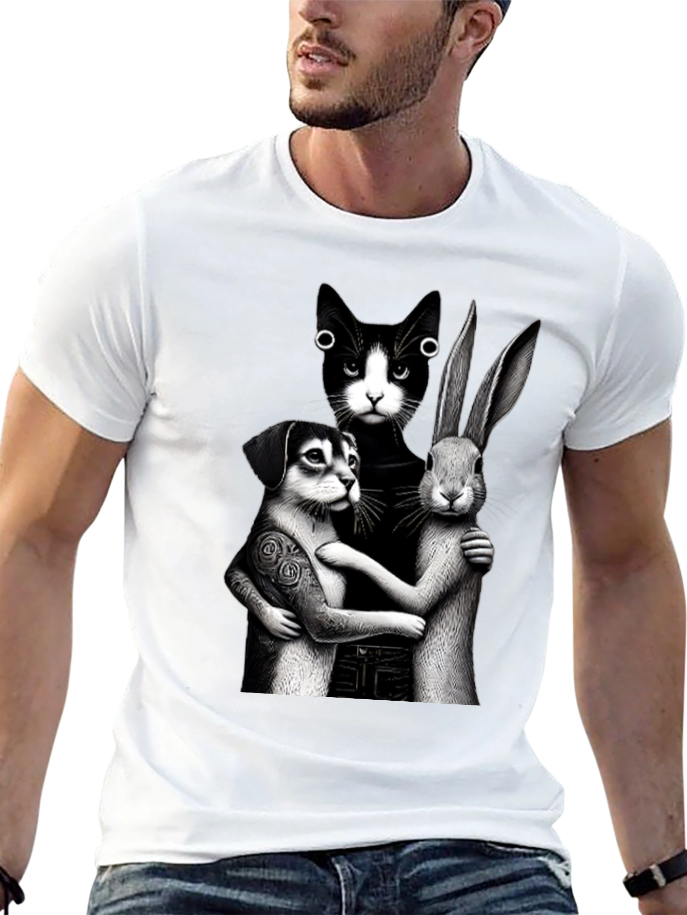 Black Whimsical Animal Trio Graphic Tee view 13