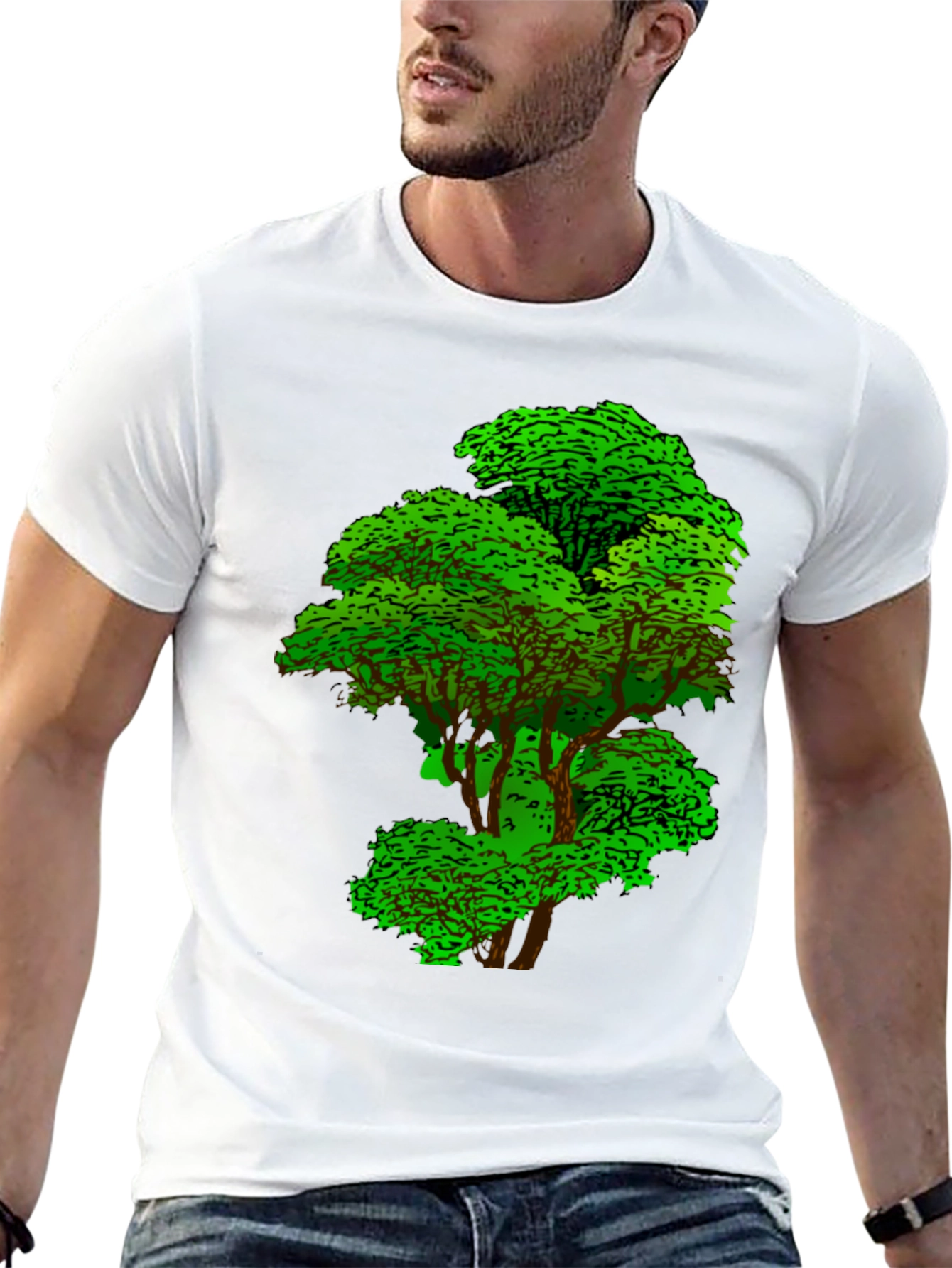 Black Nature Tree Graphic Tee - Black Cotton T-Shirt view 13