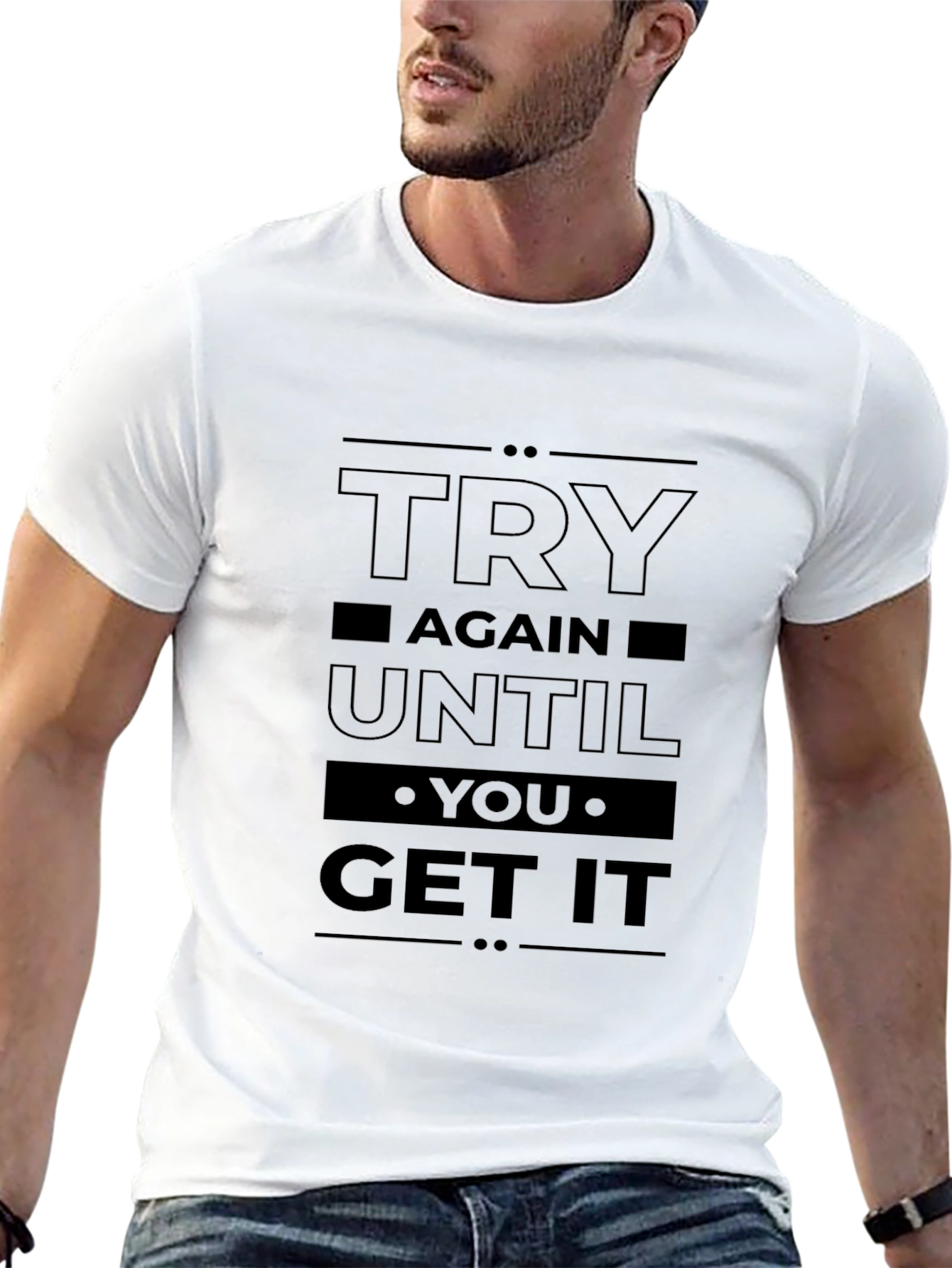 Black Try Again Until You Get It Black T-Shirt view 13