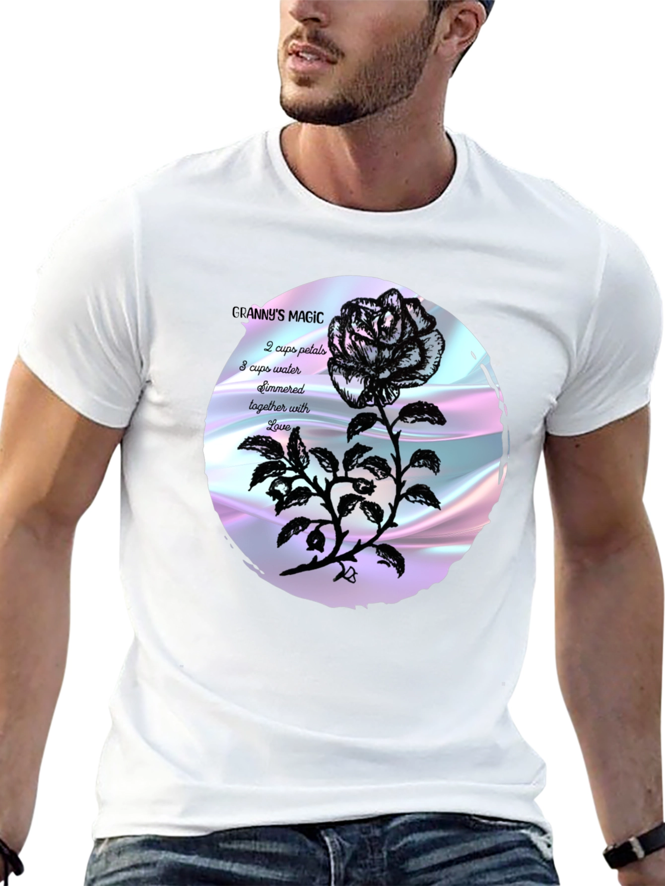 Black Granny's Magic Rose T-Shirt view 13
