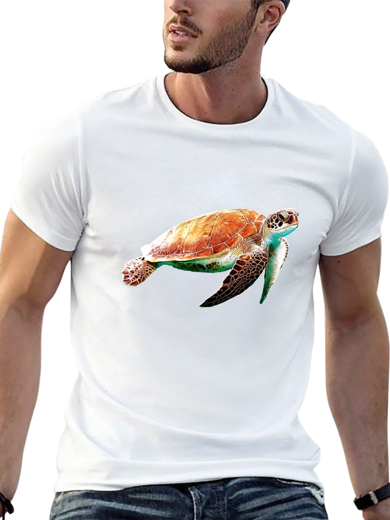 Black Sea Turtle Graphic Tee - Black Cotton Comfort view 13