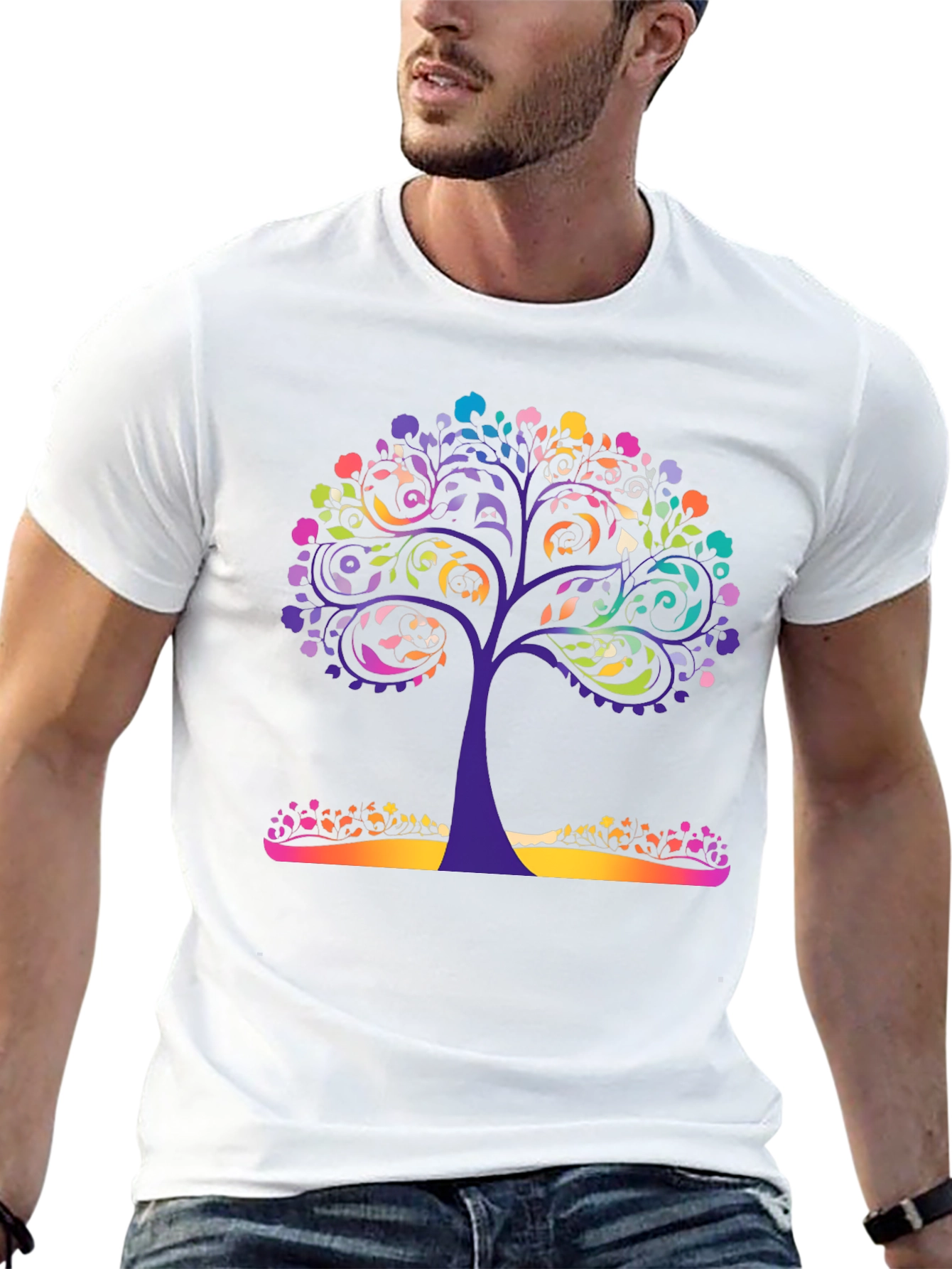 Black Colorful Tree of Life Graphic Tee - Stylish & Unique view 13