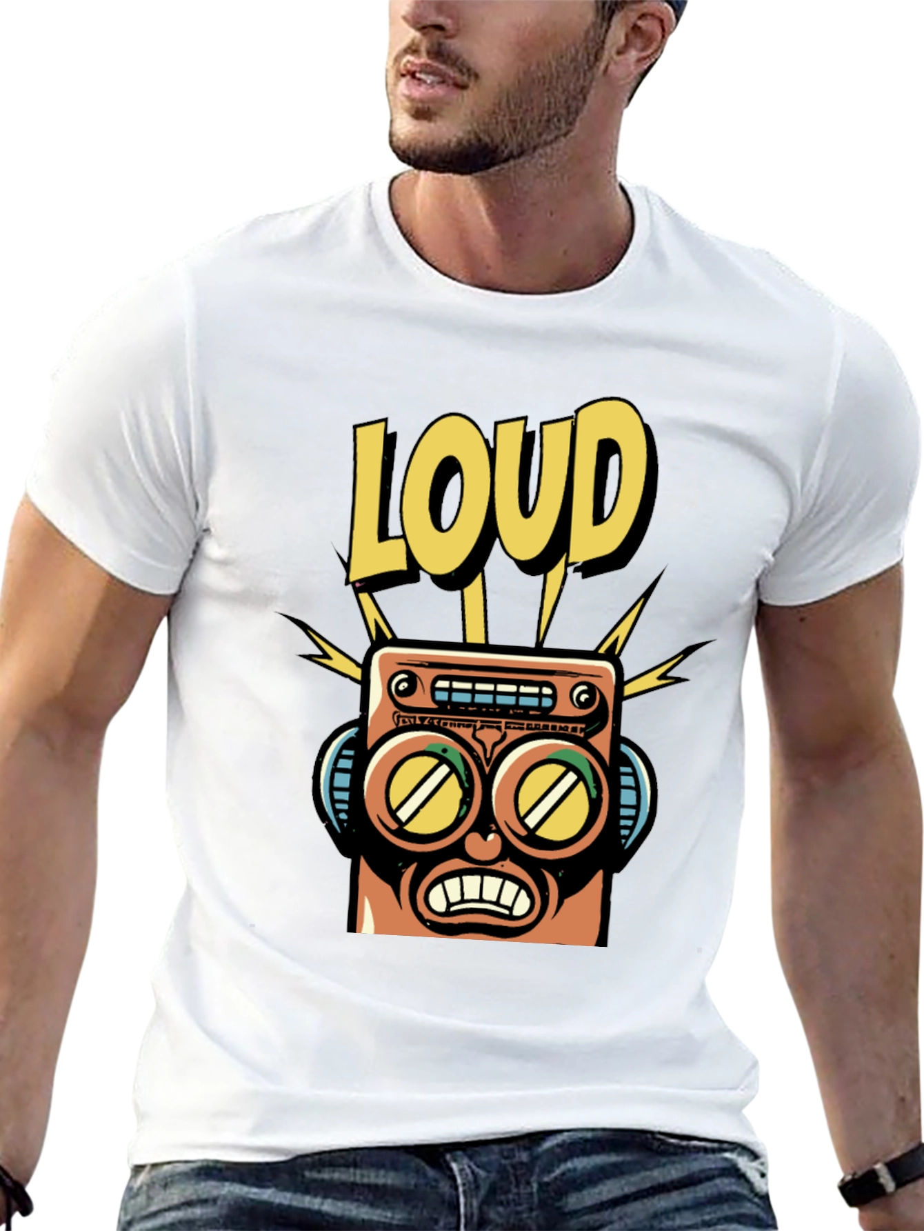 Black LOUD Robot Graphic Tee - Retro Style view 13