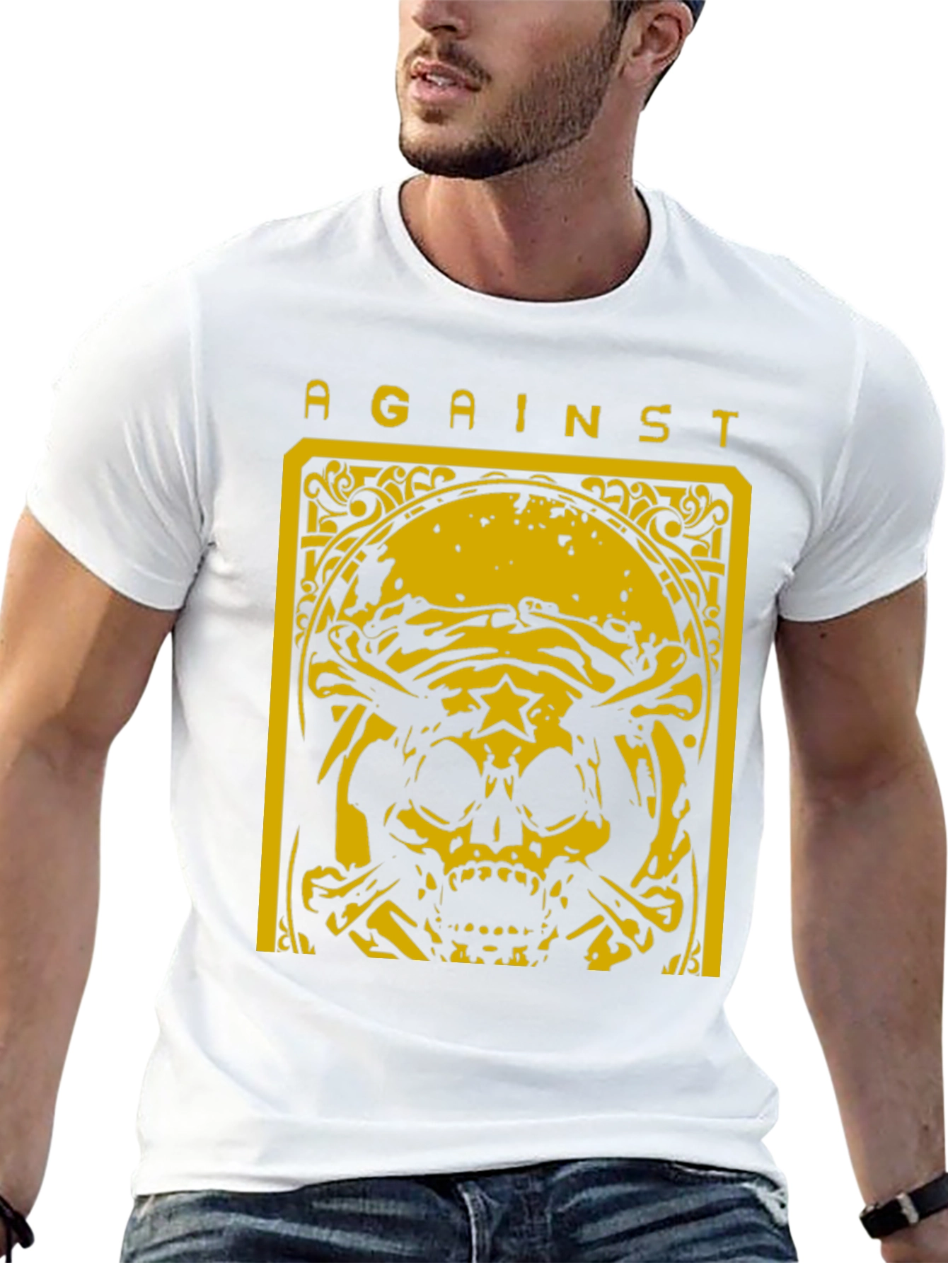 Black Against Skull Graphic T-Shirt - Black view 13