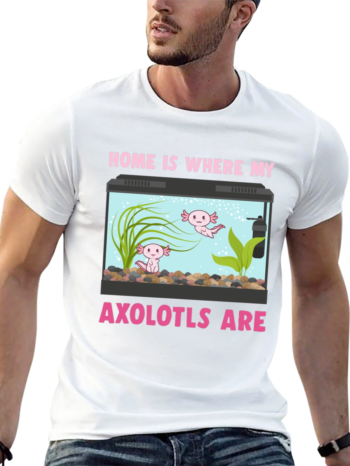 Black Axolotl Aquarium Home T-Shirt view 13