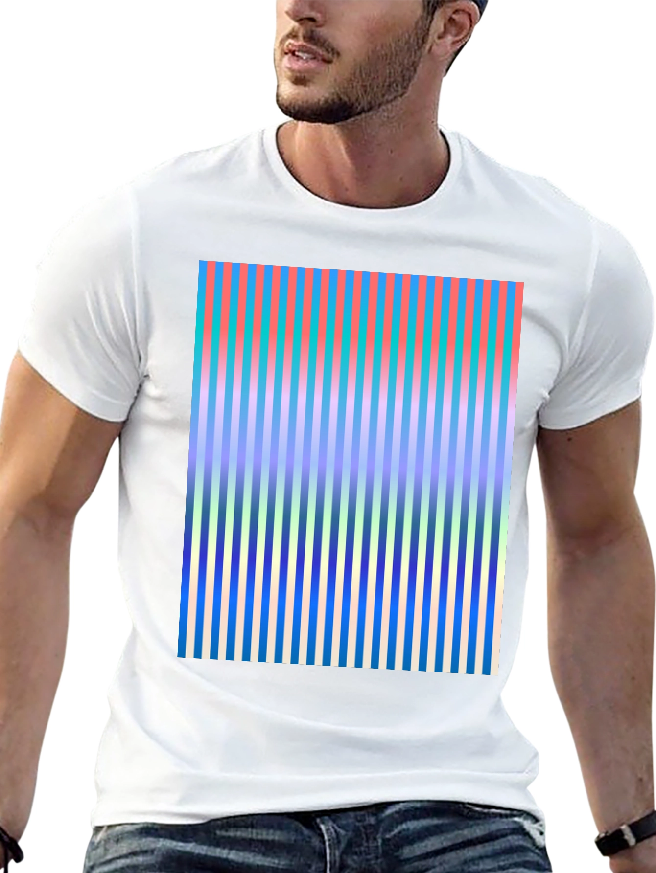 Black Abstract Stripe Graphic Tee view 13