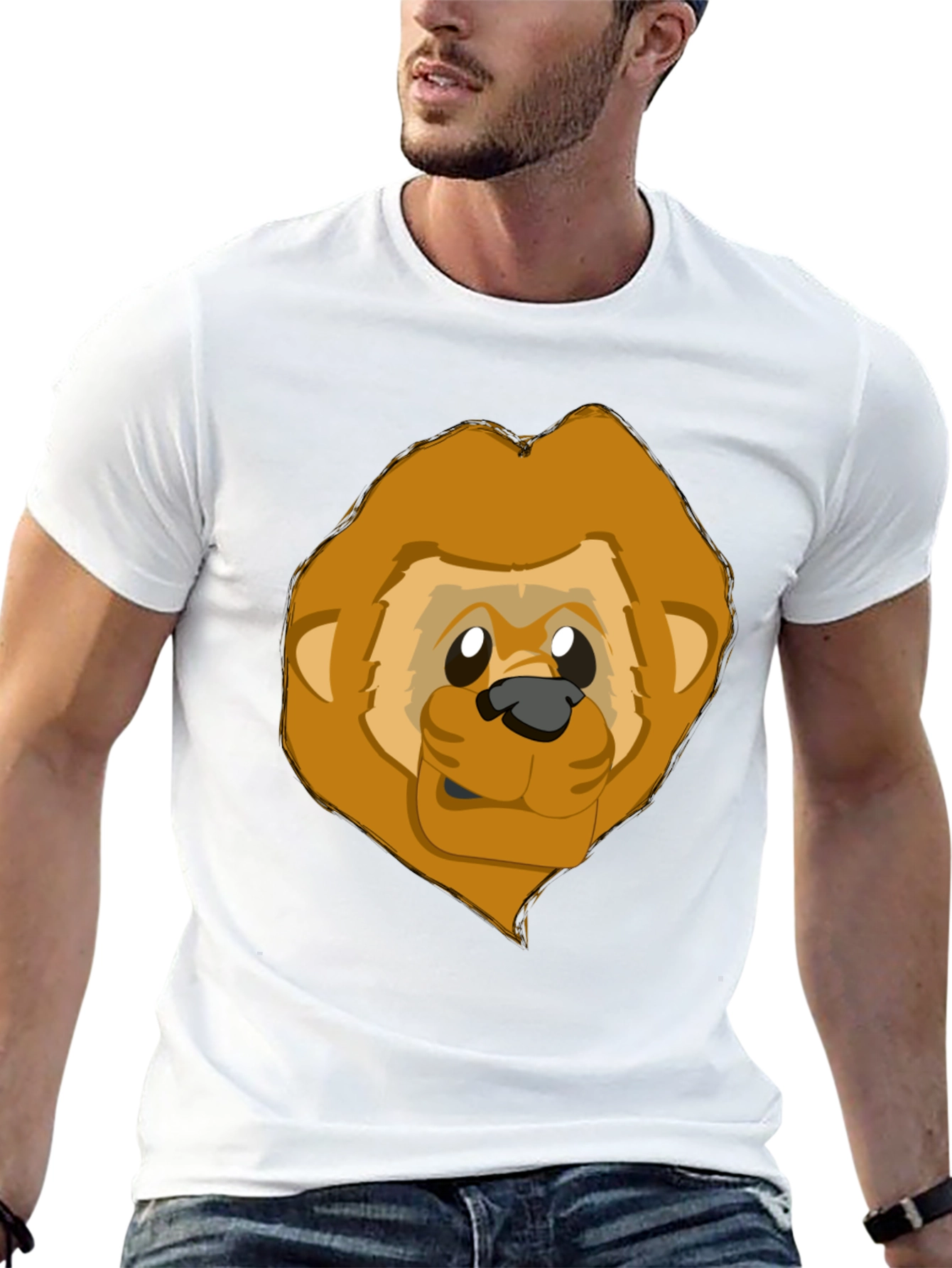 Black Cartoon Lion Graphic Black T-Shirt view 13