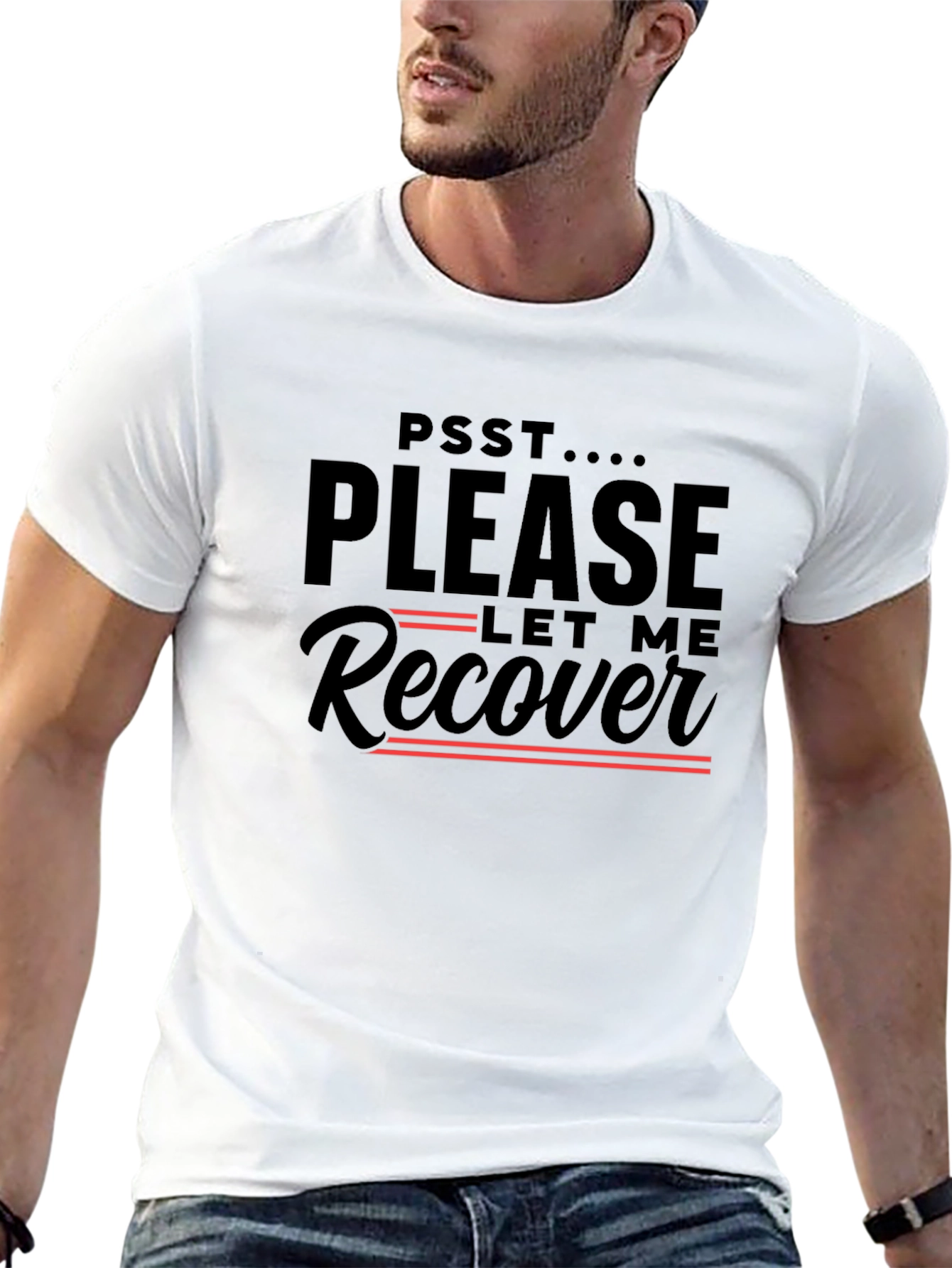 Black Please Let Me Recover Graphic T-Shirt view 13