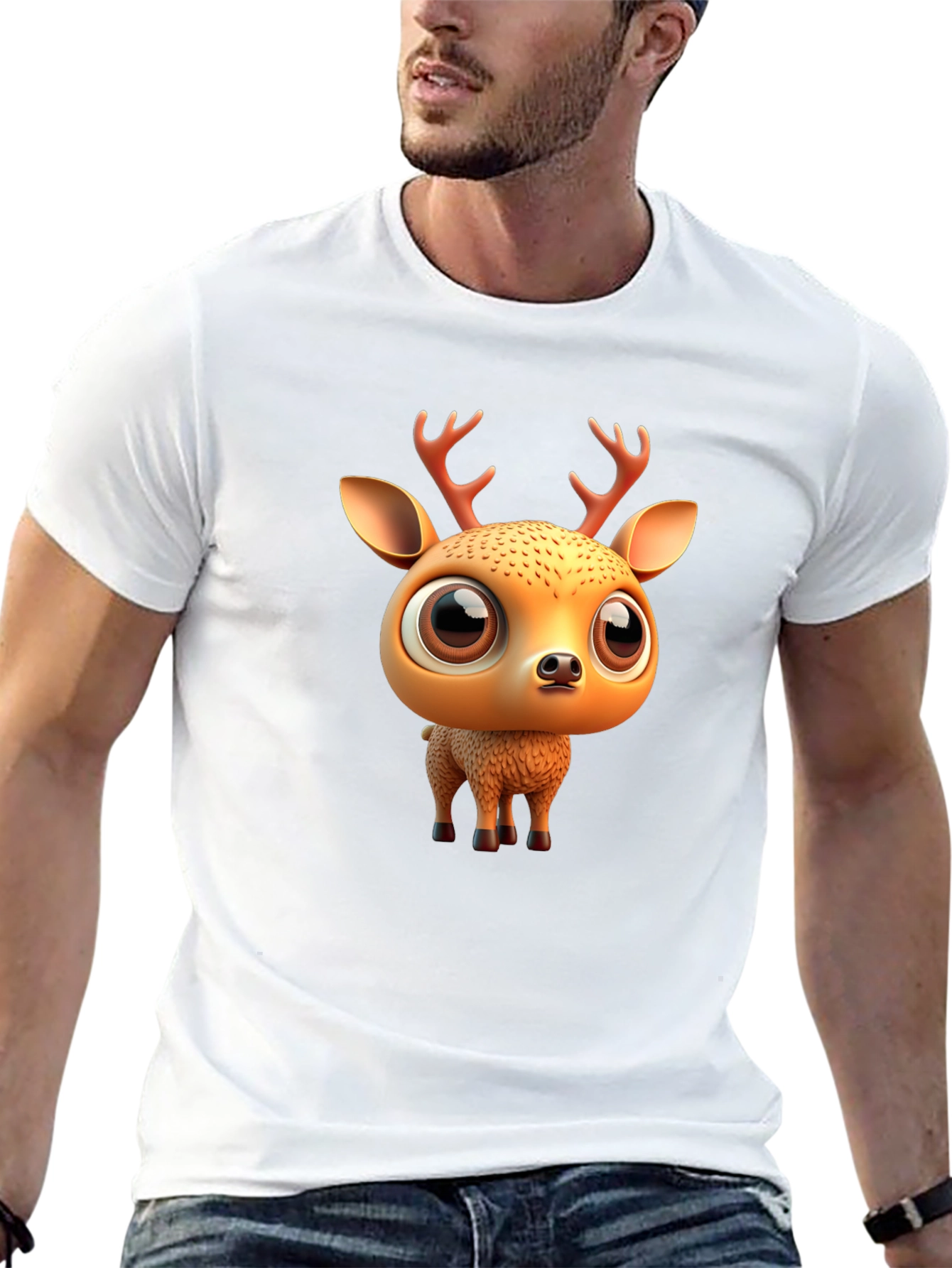 Black Cute Deer Graphic Tee view 13