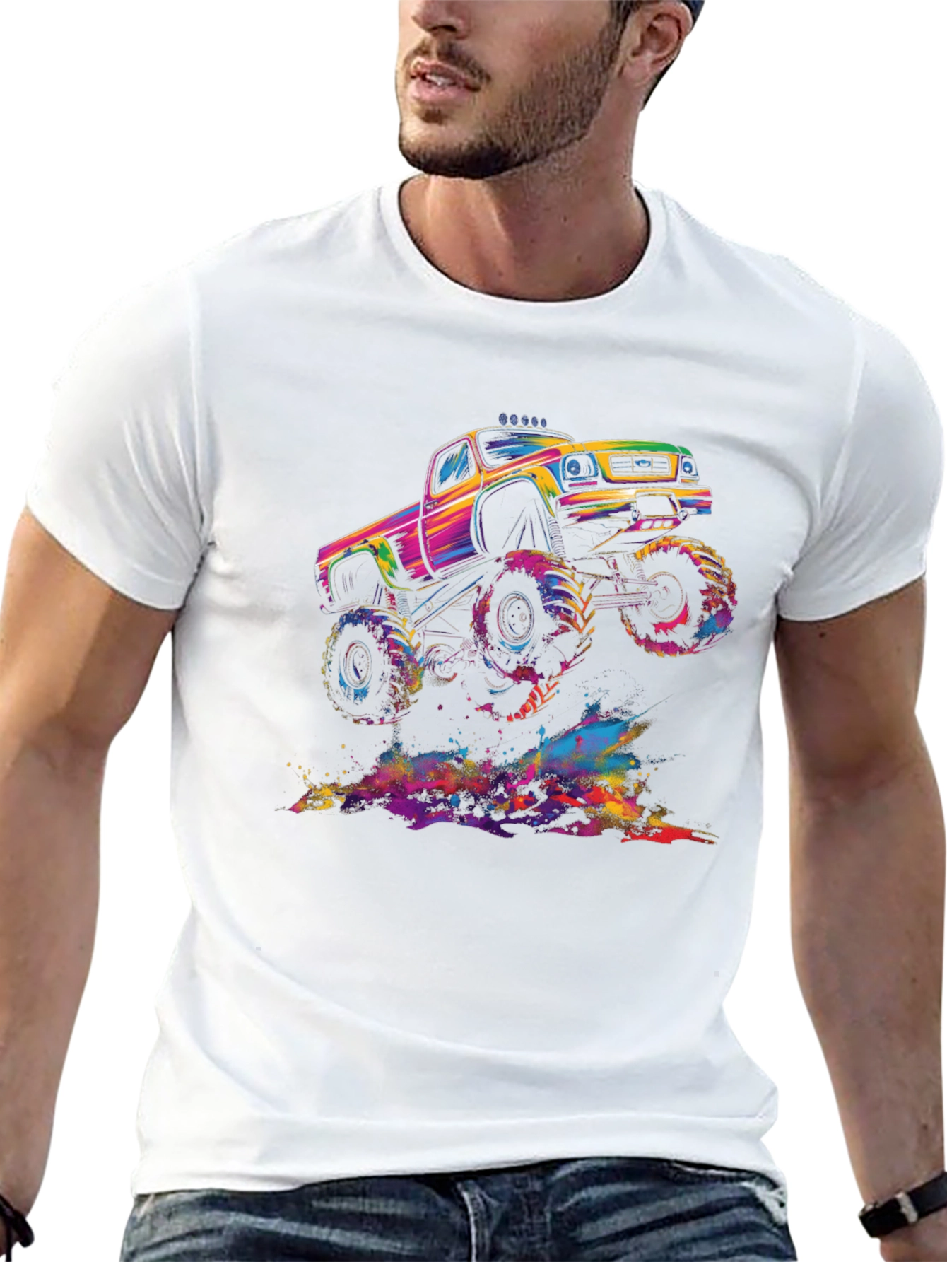 Black Monster Truck Black T-Shirt: Colorful Off-Road Fun view 13