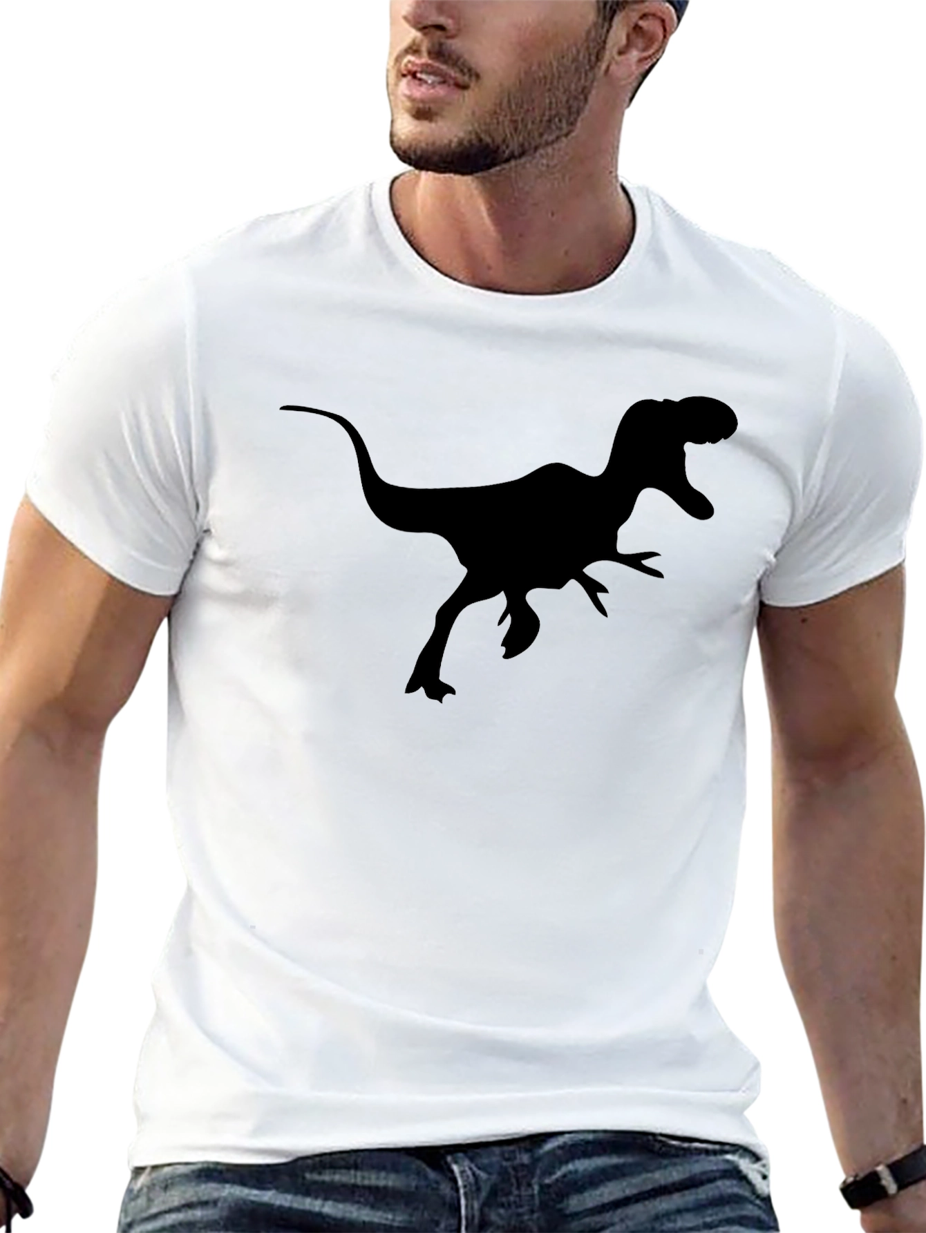 Black Dinosaur Graphic Tee - Black Cotton T-Shirt view 13