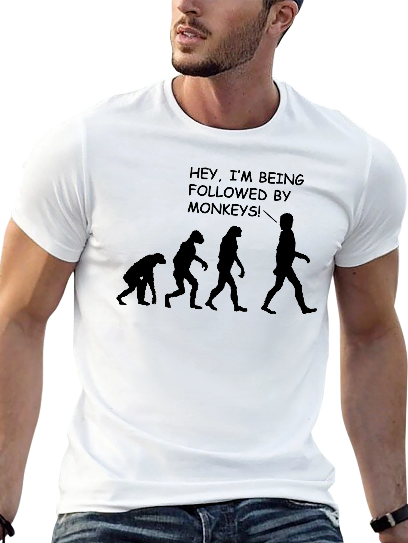 Black Funny Evolution Monkey T-Shirt view 13