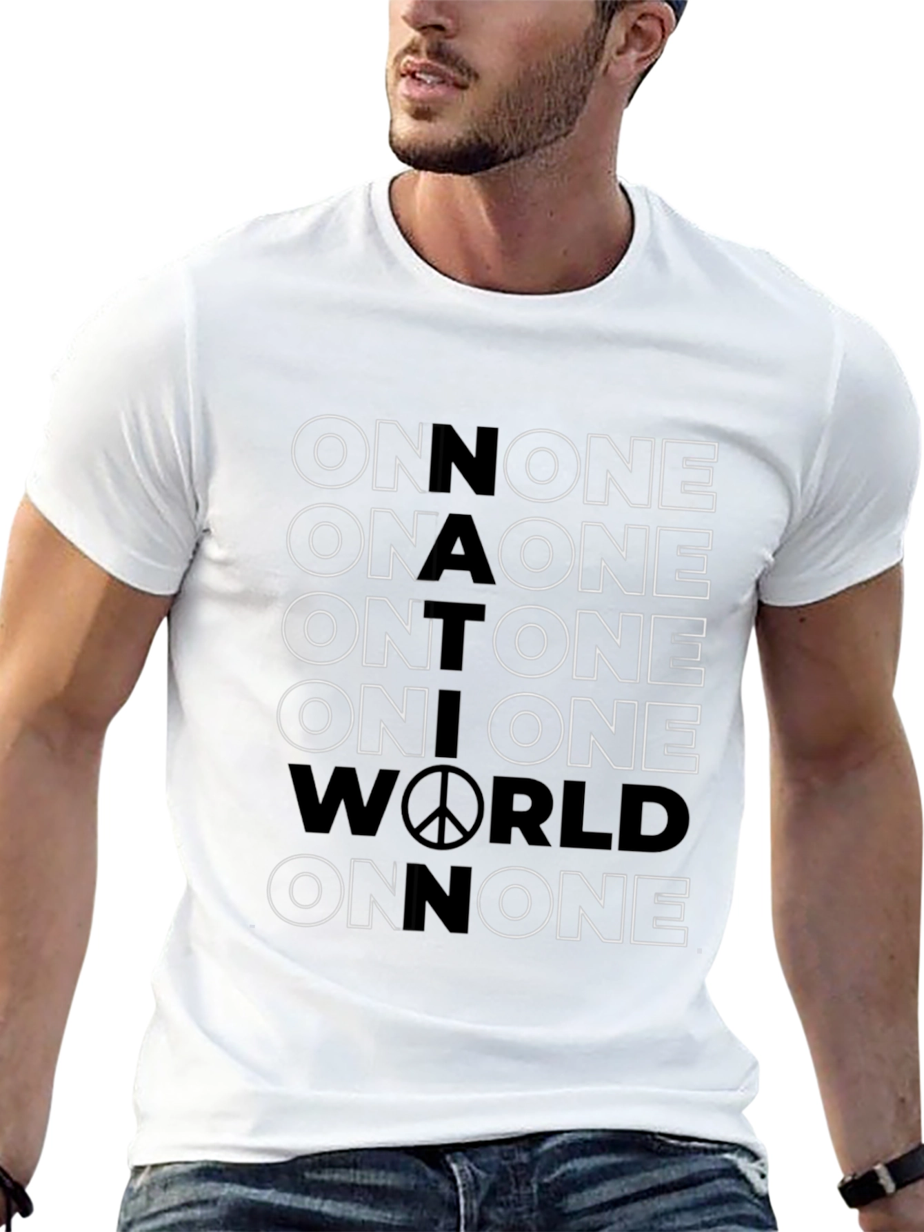 Black One Nation One World Graphic T-Shirt view 13