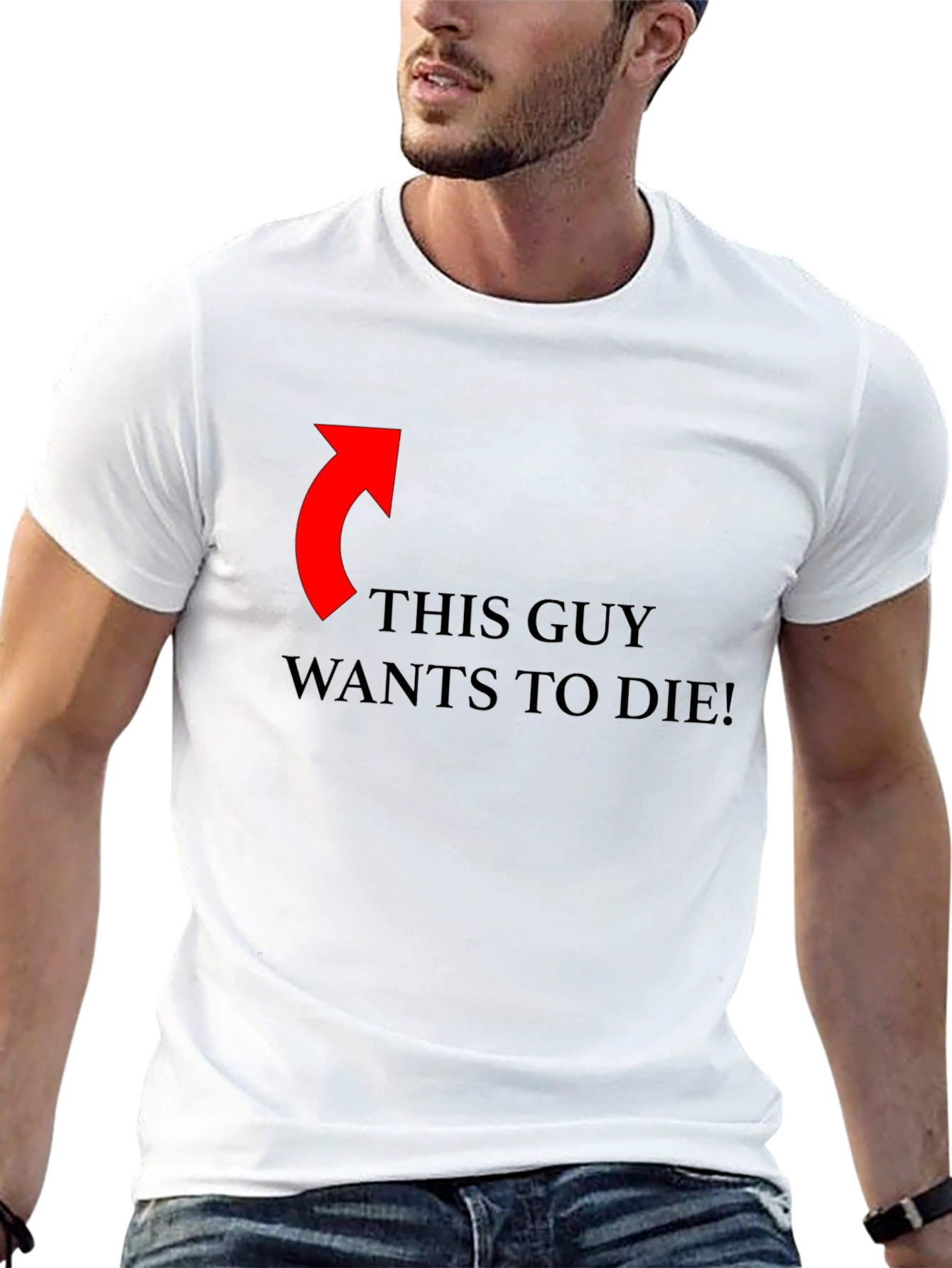 Black Funny Graphic Tee: This Guy Wants To Die! view 13
