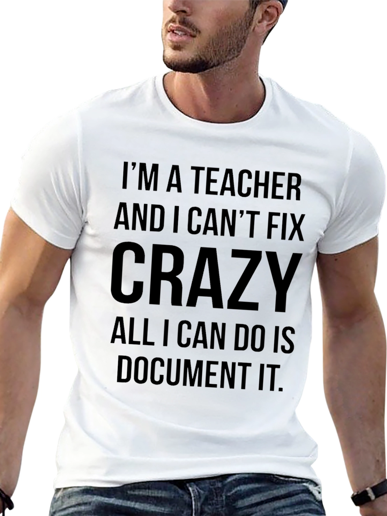 Black Teacher Crazy Funny Black T-Shirt view 13