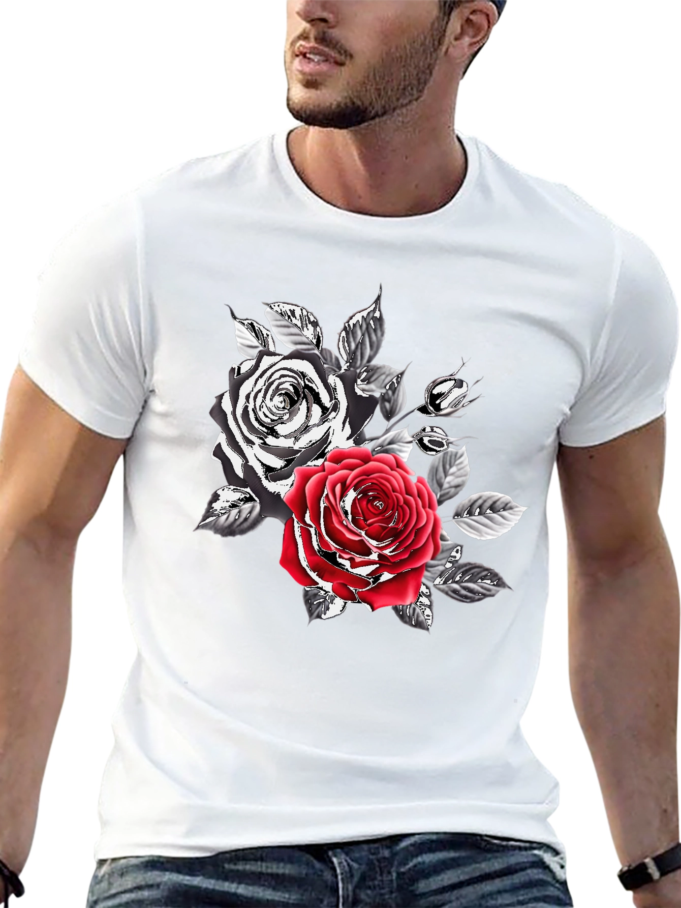 Black Rose Graphic Print Men's T-Shirt view 13