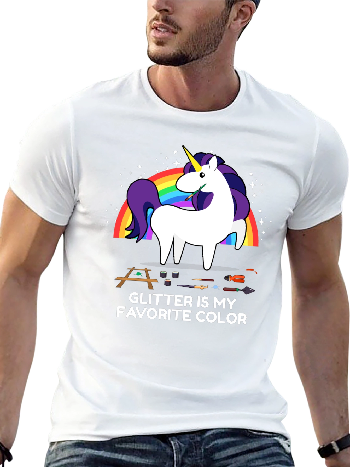 Black Glitter Is My Favorite Color T-Shirt Unicorn Carpenter view 13