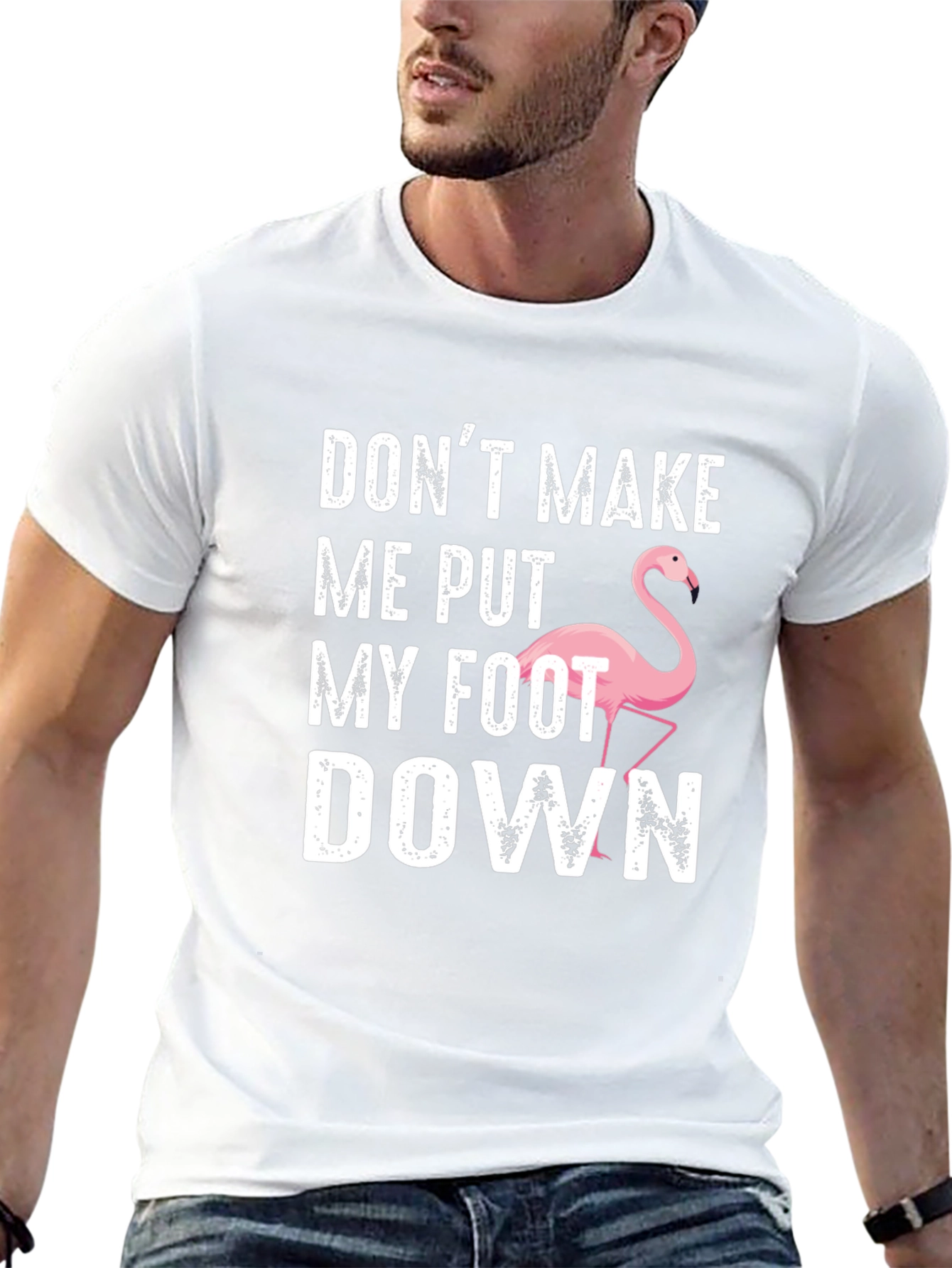Black Funny Flamingo T-Shirt: Don't Make Me Put My Foot Down view 13