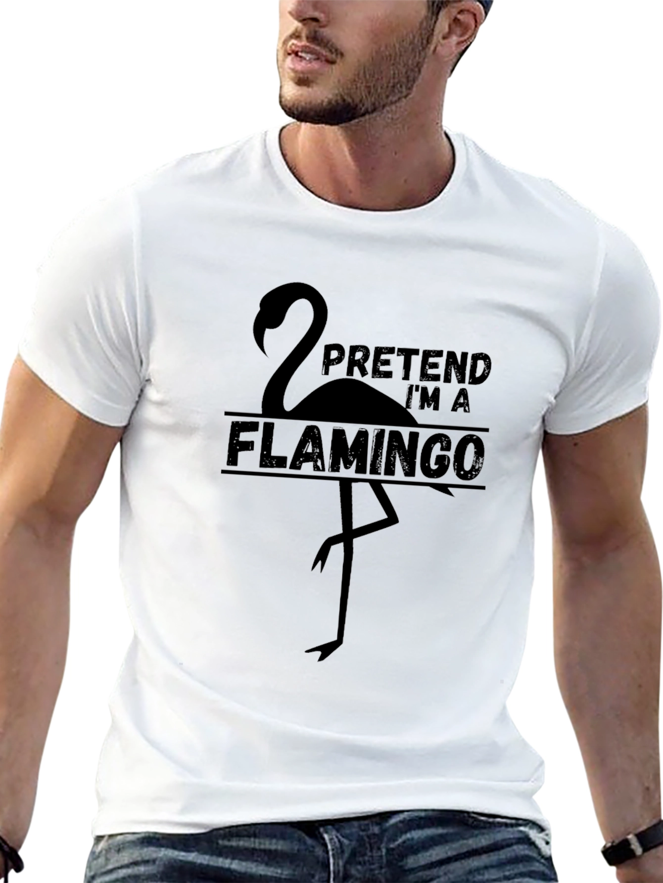 Black Pretend I'm a Flamingo Graphic T-Shirt view 13