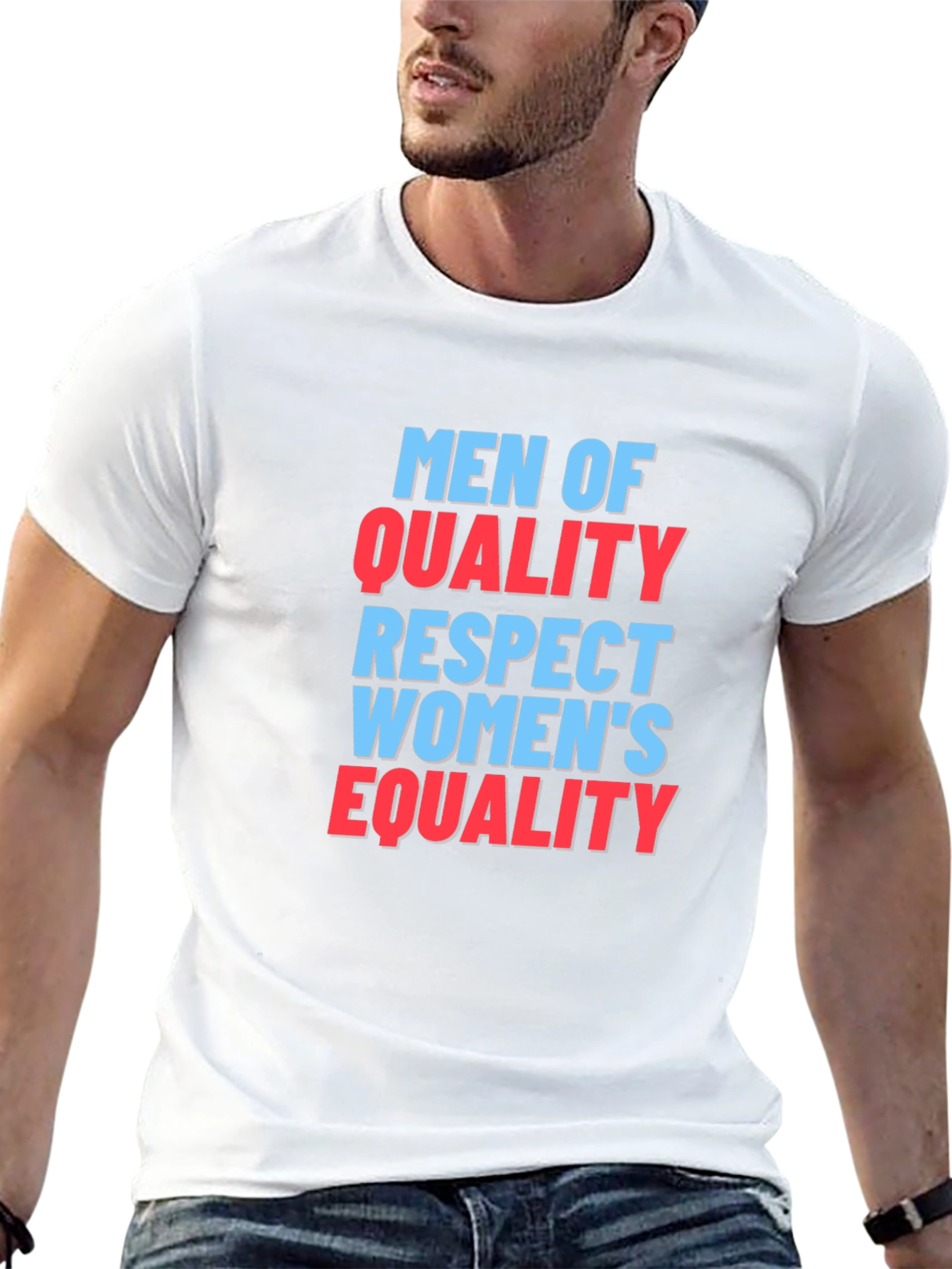 Black Men of Quality Respect Women's Equality T-Shirt view 13