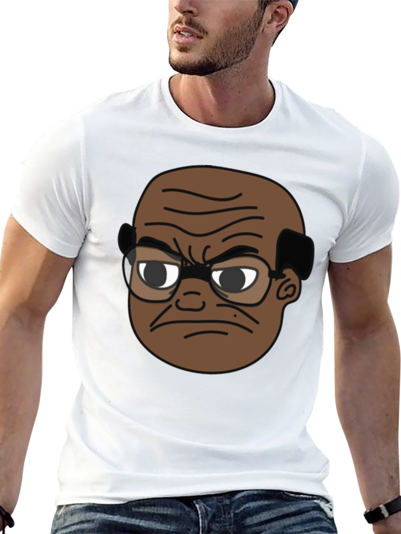 Black Angry Old Man Cartoon Graphic Tee view 13