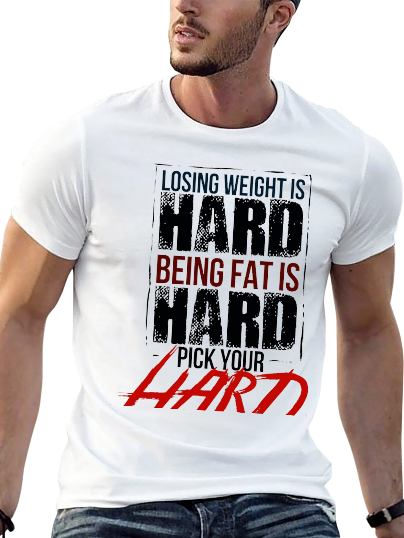 Black Losing Weight Is Hard T-Shirt - Gym Motivation Apparel view 13