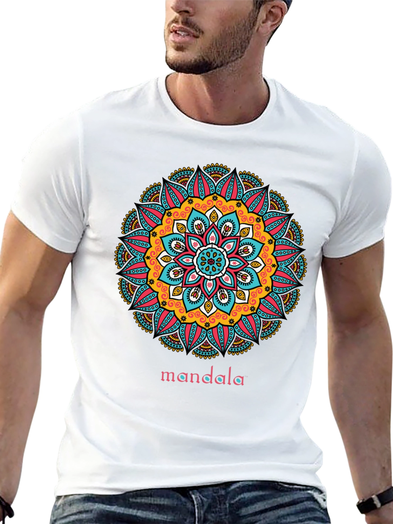 Black Mandala Graphic Print Black T-Shirt view 13